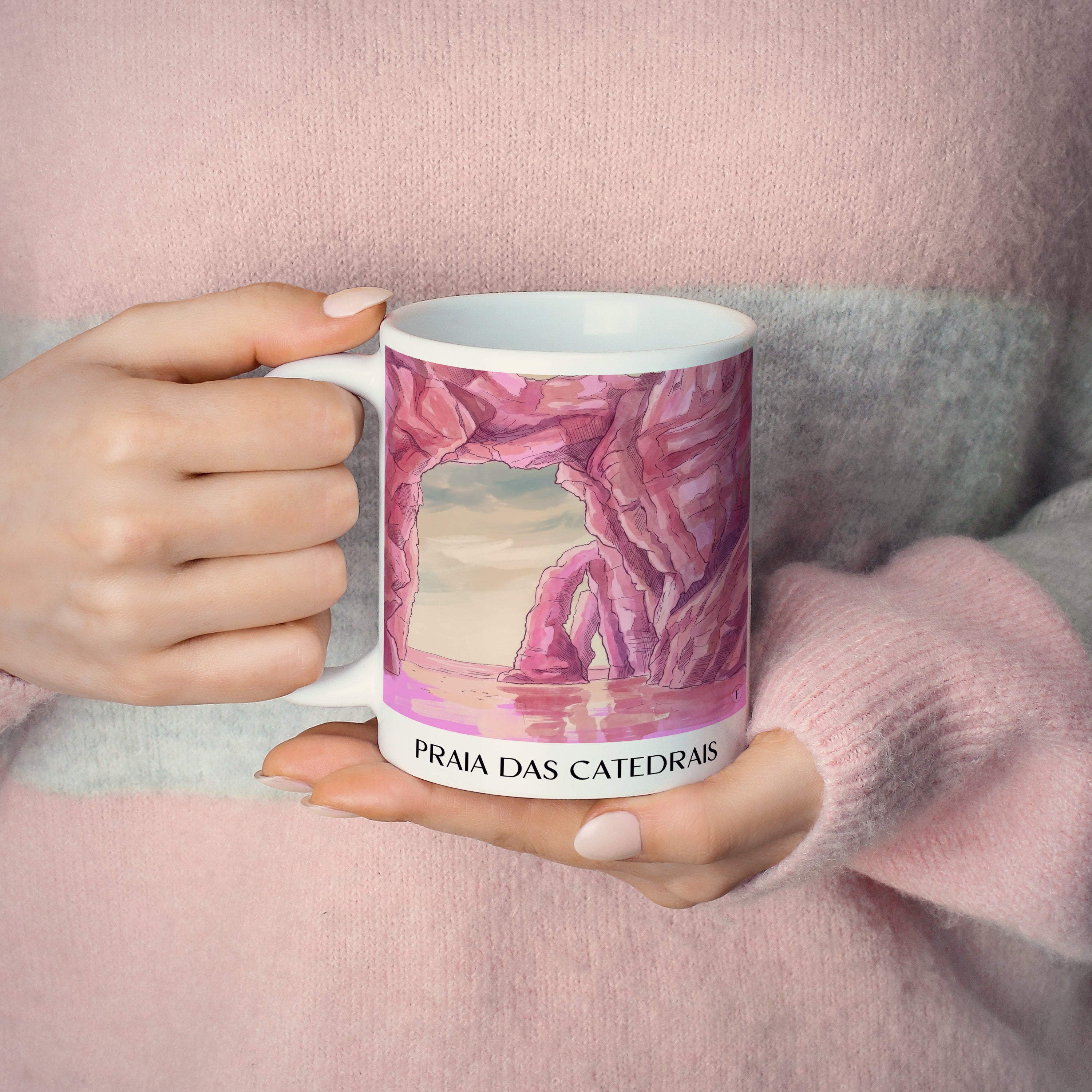 praia-das-catedrais-spanien-spanien-kaffeebecher-aquarell-pink-rosa