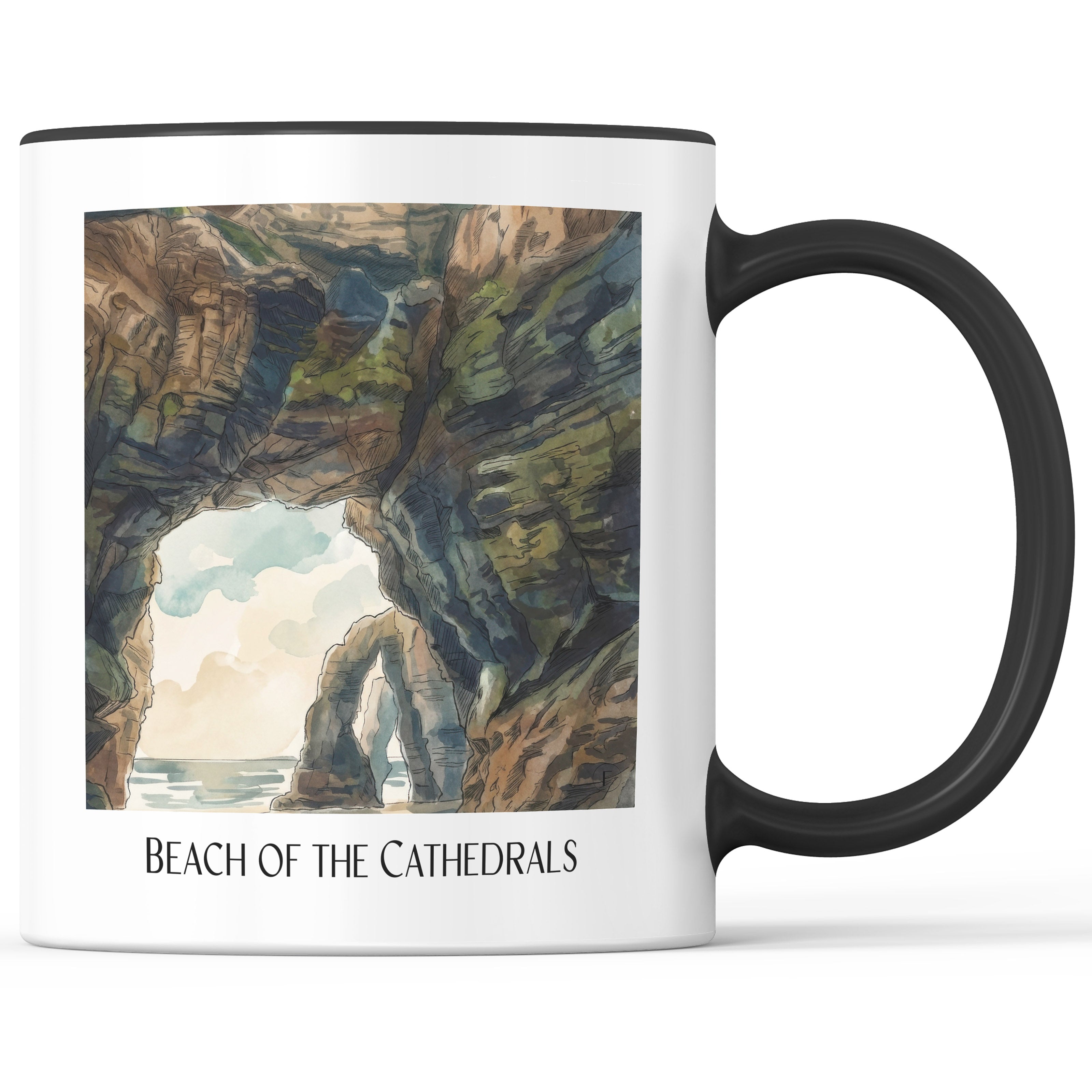 Praia das Catedrais Kaffeebecher - Spanien - Spanien und Spanien Becher - Kaffeetasse im Aquarell Stil - favplace