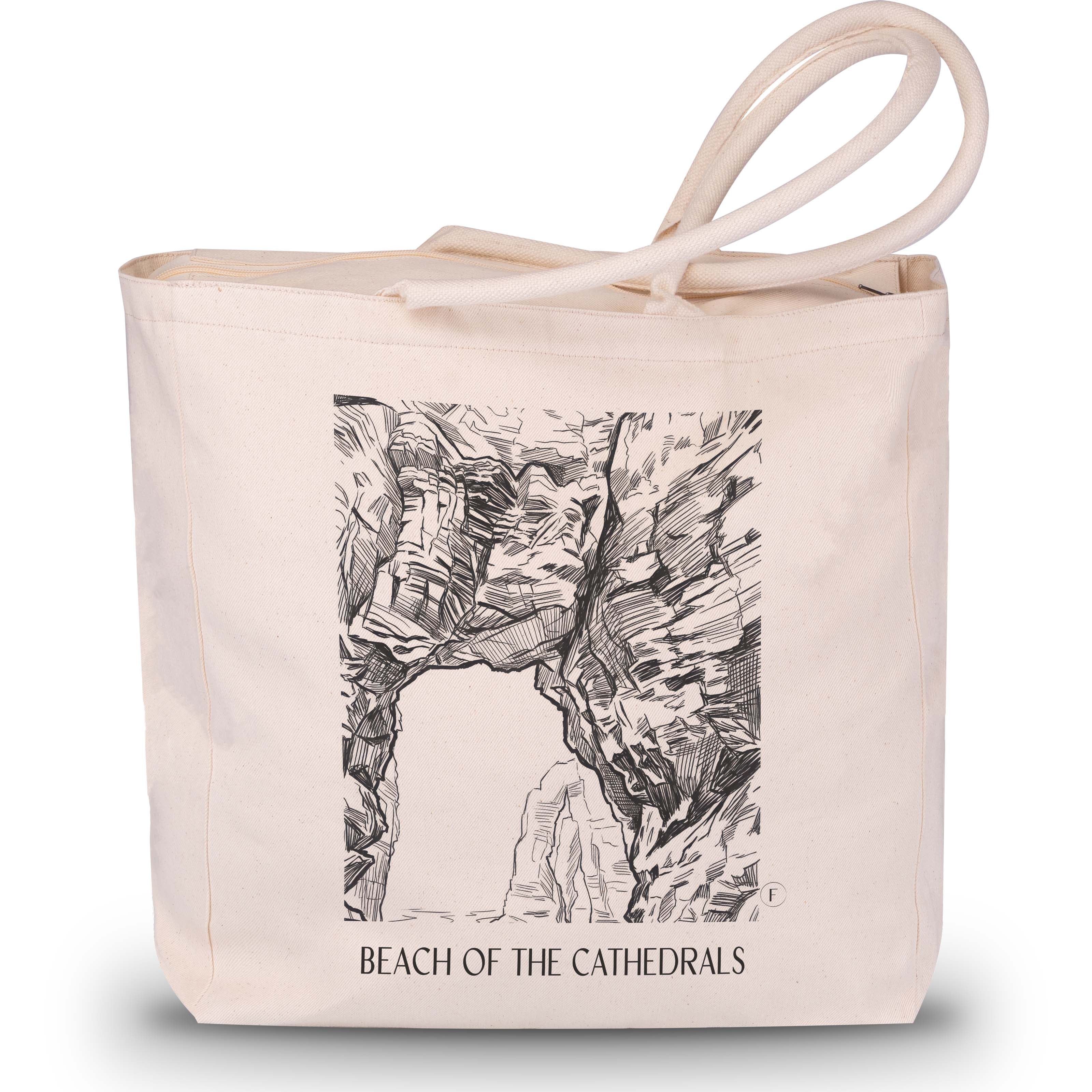 Praia das Catedrais Shopping Tasche - Spanien - Spanien Tote Bag - Einkaufstasche im Skizze Stil - favplace