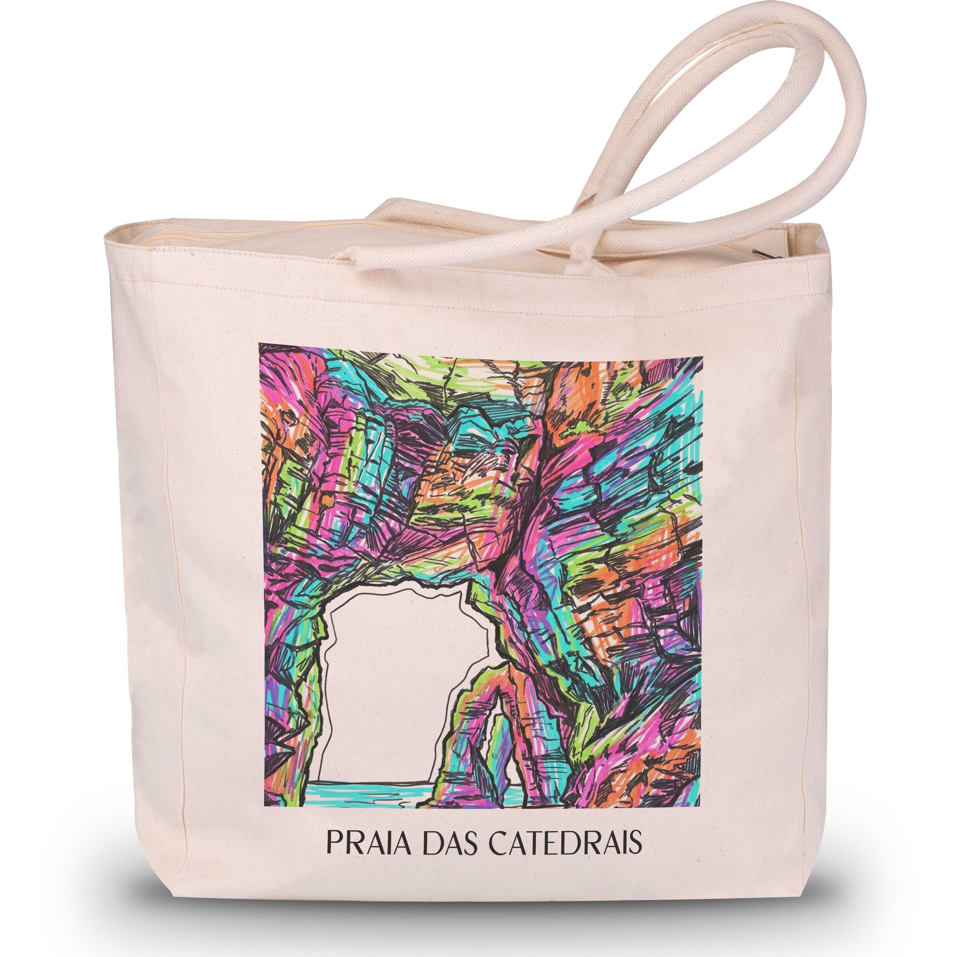 praia-das-catedrais-spanien-spanien-einkaufstasche-graffiti