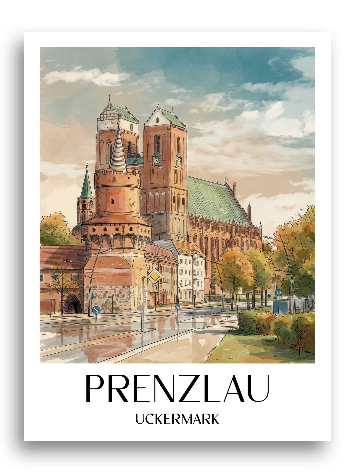 prenzlau-uckermark-deutschland-poster-aquarell