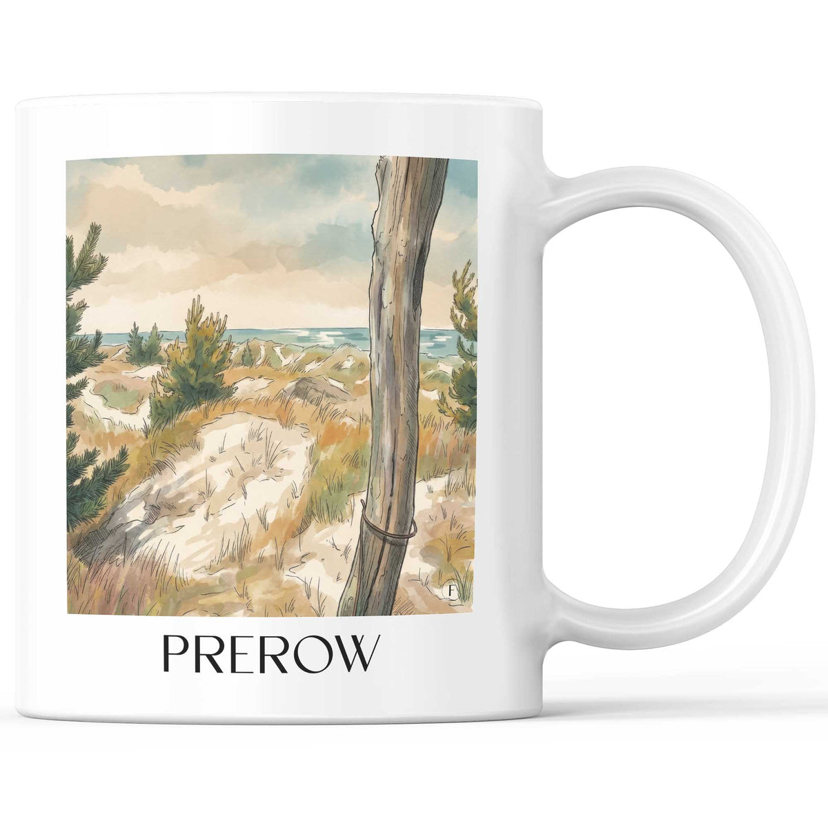 Prerow Kaffeebecher - Mecklenburg-Vorpommern - Deutschland Becher - Kaffeetasse im Aquarell Stil - favplace