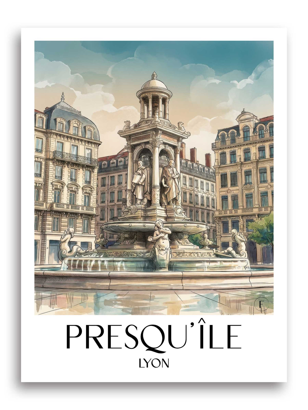 presqu'île-lyon-frankreich-poster-aquarell