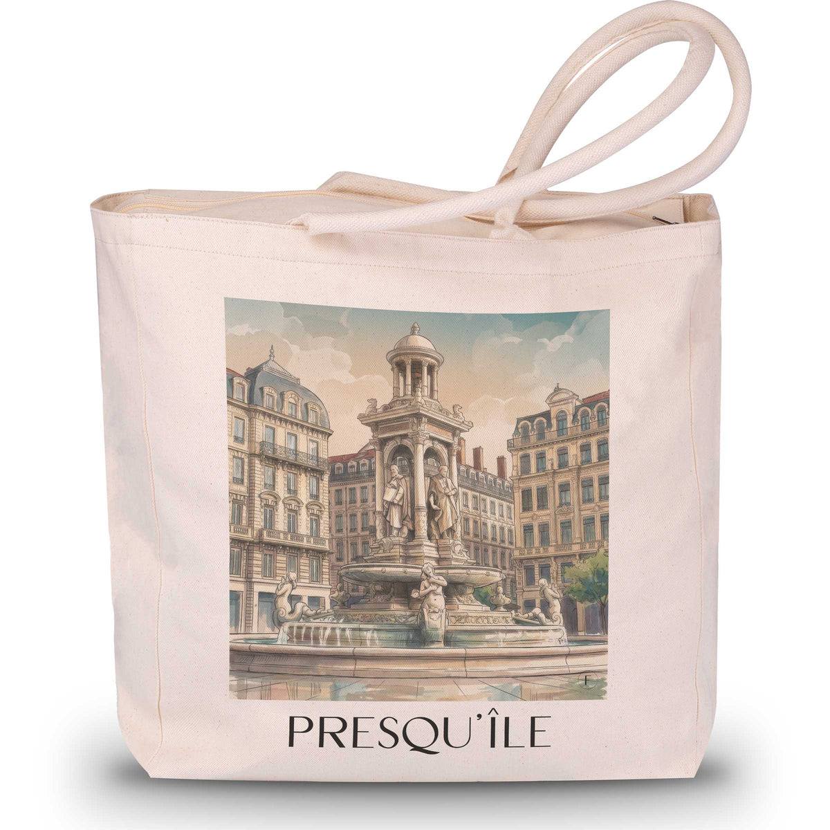 Presqu'île Shopping Tasche - Lyon - Frankreich Tote Bag - Einkaufstasche im Aquarell Stil - favplace