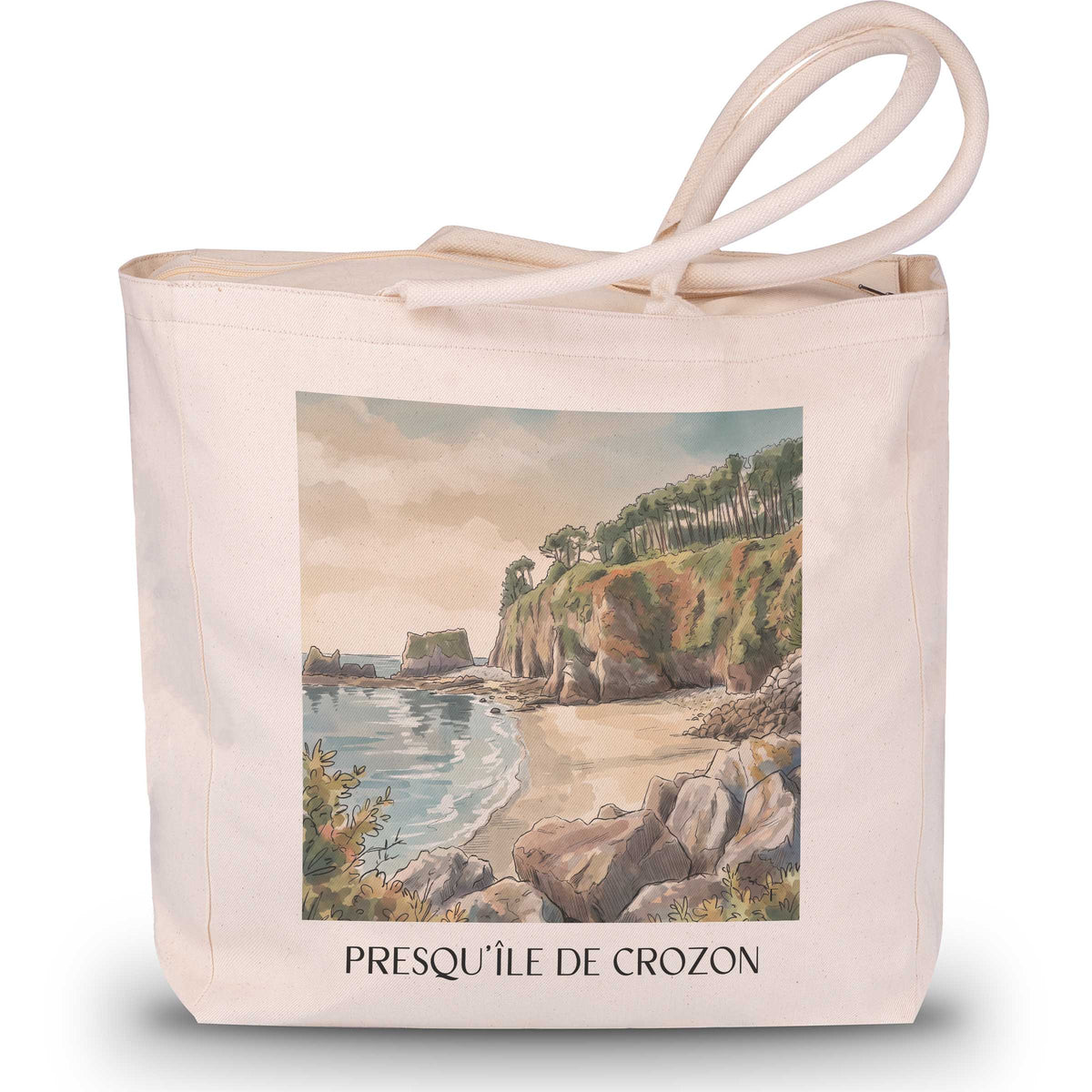 presqu'île-de-crozon-finistère-frankreich-einkaufstasche-aquarell