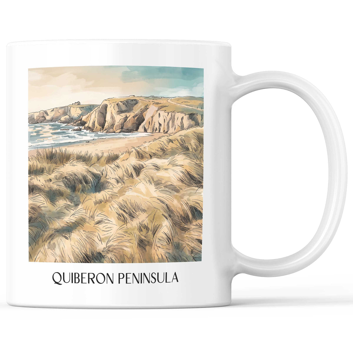 Presqu'île de Quiberon Kaffeebecher - Morbihan - Frankreich Becher - Kaffeetasse im Aquarell Stil