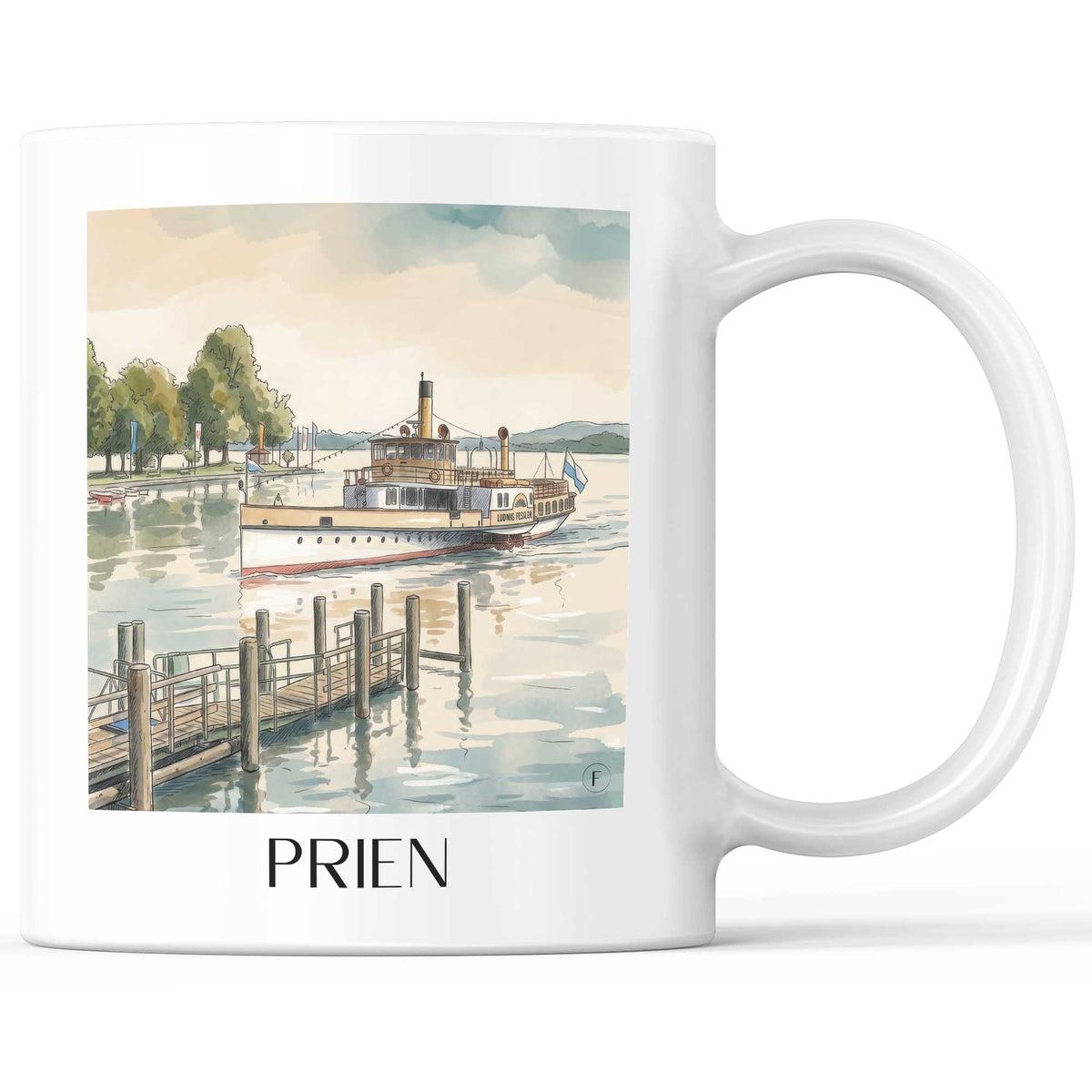 Prien Kaffeebecher - Chiemgau - Deutschland Becher - Kaffeetasse im Aquarell Stil - favplace