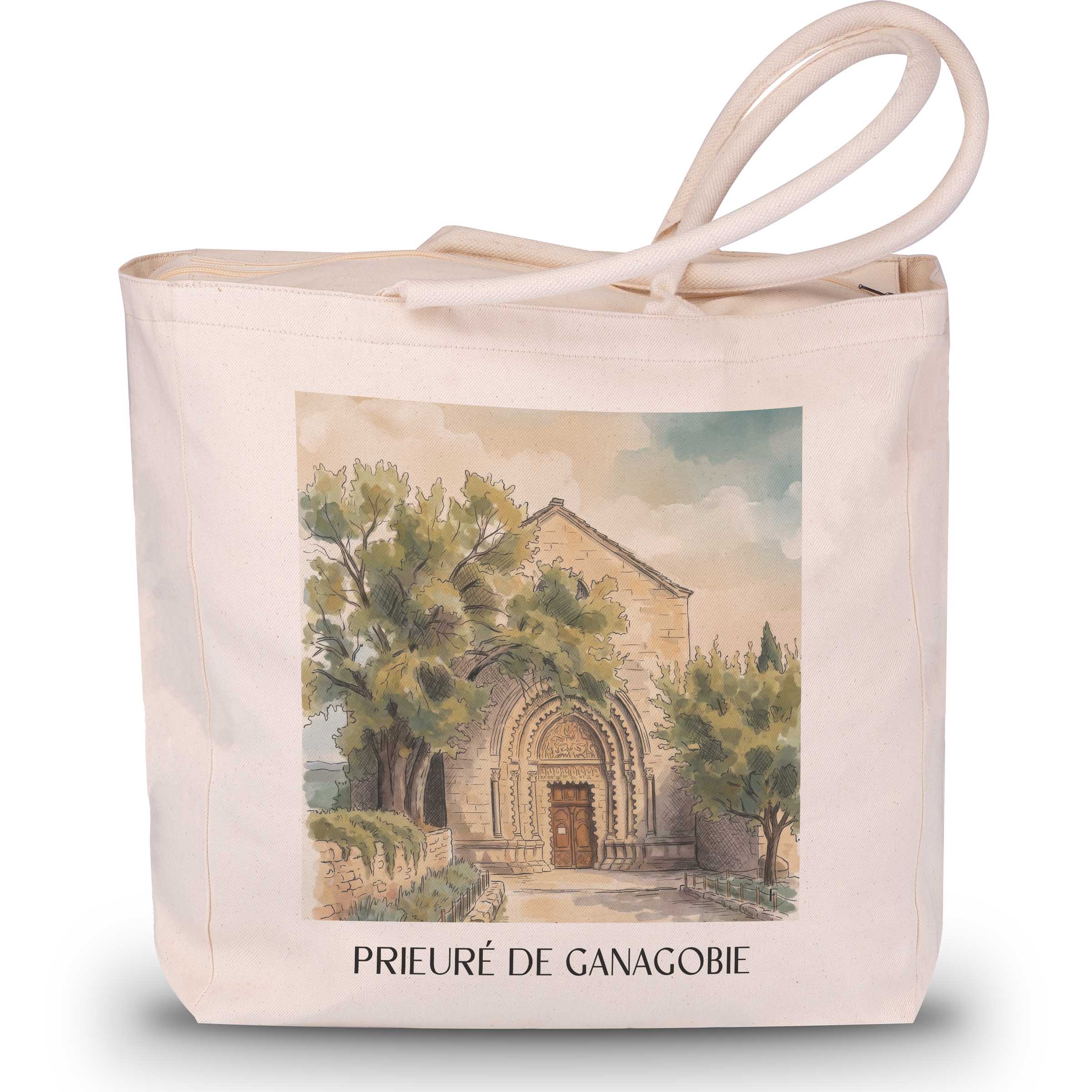 prieuré-de-ganagobie-provence-frankreich-einkaufstasche-aquarell