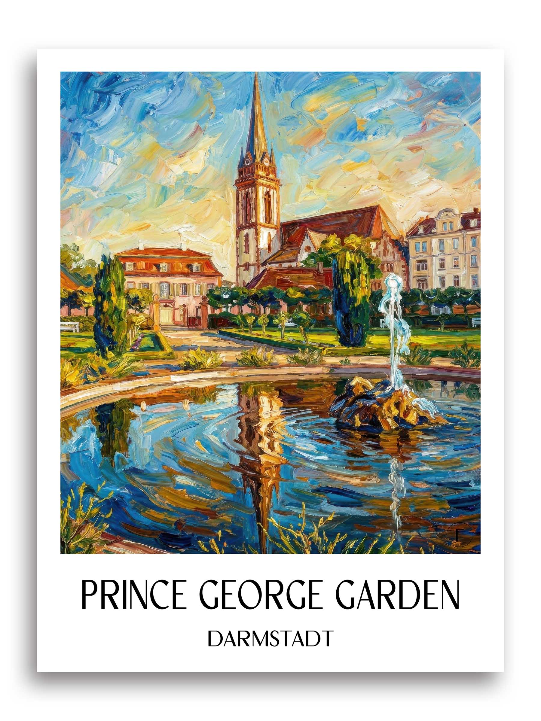 Prinz-Georg-Garten Poster - Darmstadt - Deutschland Kunstdruck - Ölgemälde von A4 bis A1 - favplace