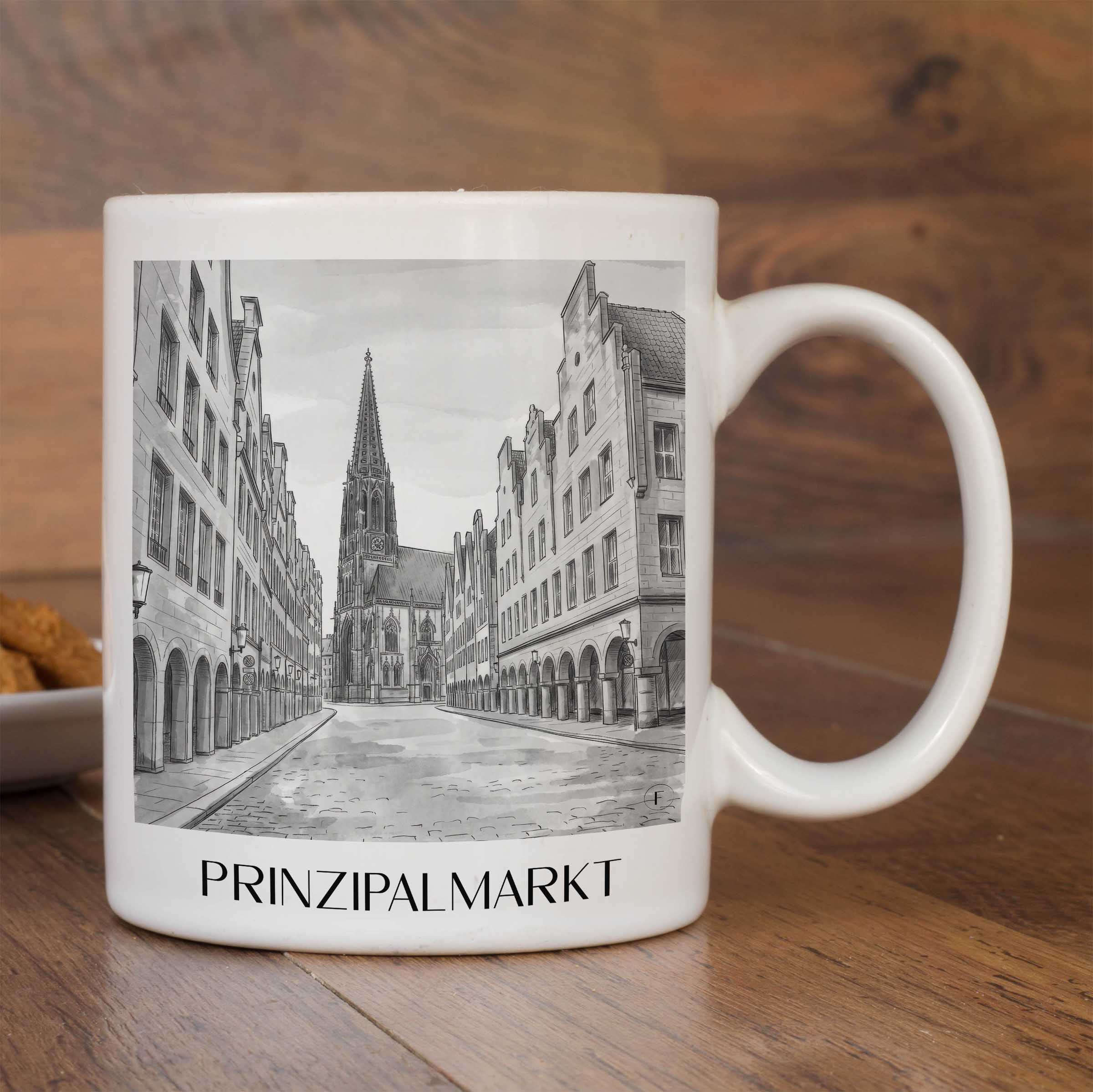 prinzipalmarkt-münster-deutschland-kaffeebecher-aquarell-schwarz-weiss