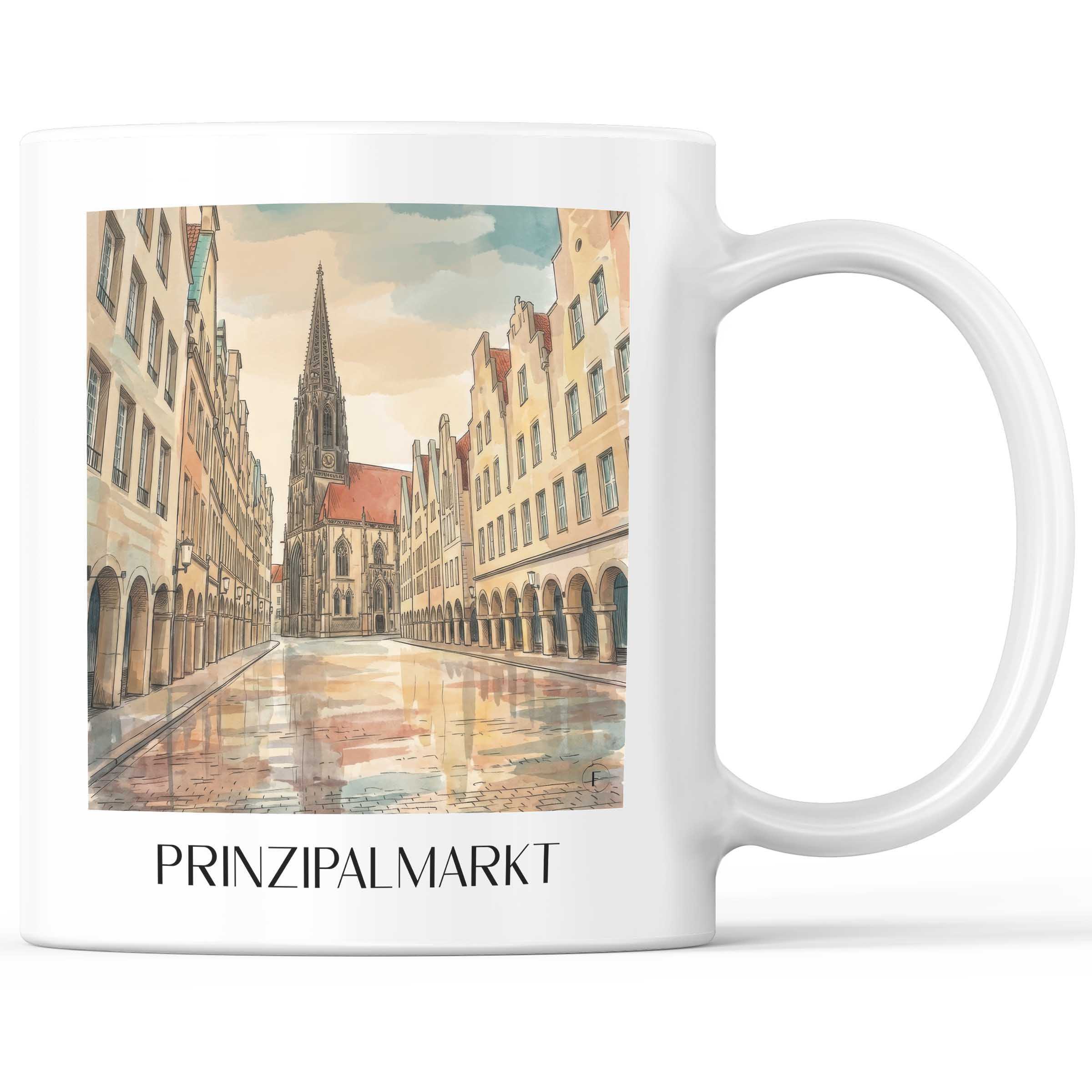 Prinzipalmarkt Kaffeebecher - Münster - Deutschland Becher - Kaffeetasse im Aquarell Stil - favplace