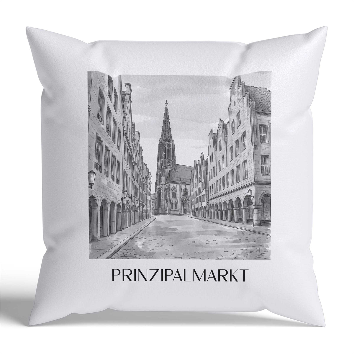 prinzipalmarkt-münster-deutschland-kissenbezug-aquarell-schwarz-weiss