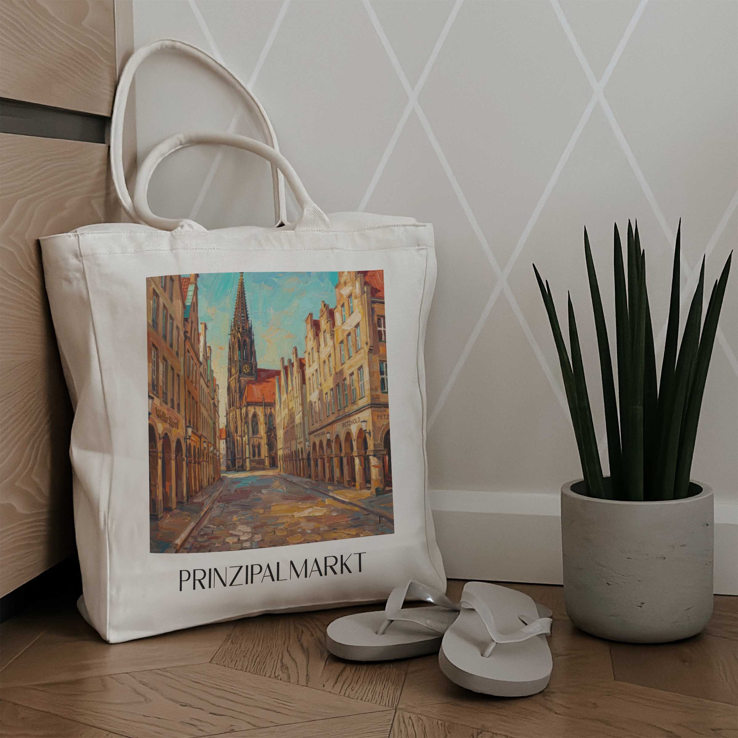 prinzipalmarkt-münster-deutschland-einkaufstasche-oil-painting-oelgemaelde