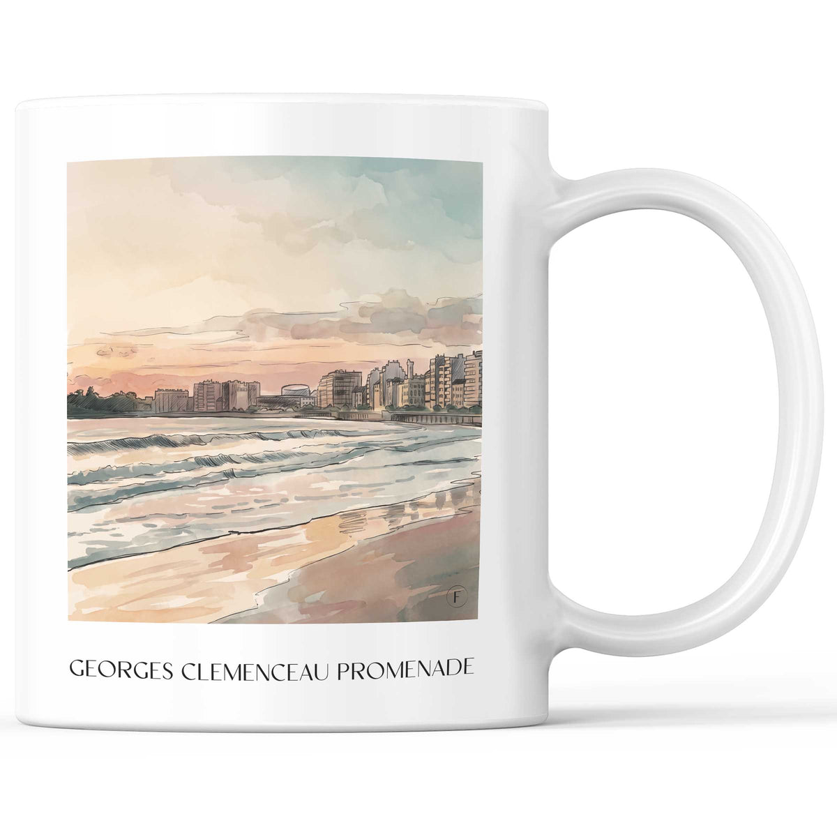 Promenade Georges Clemenceau Kaffeebecher - Les Sables-d'Olonne - Frankreich Becher - Kaffeetasse im Aquarell Stil - favplace