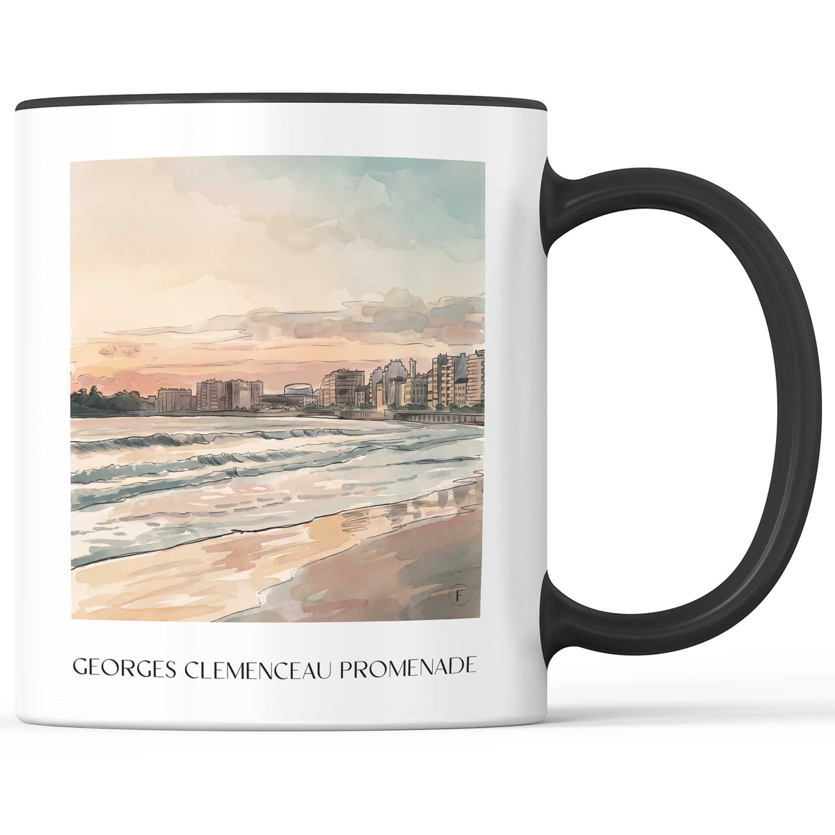 Promenade Georges Clemenceau Kaffeebecher - Les Sables-d'Olonne - Frankreich Becher - Kaffeetasse im Aquarell Stil - favplace