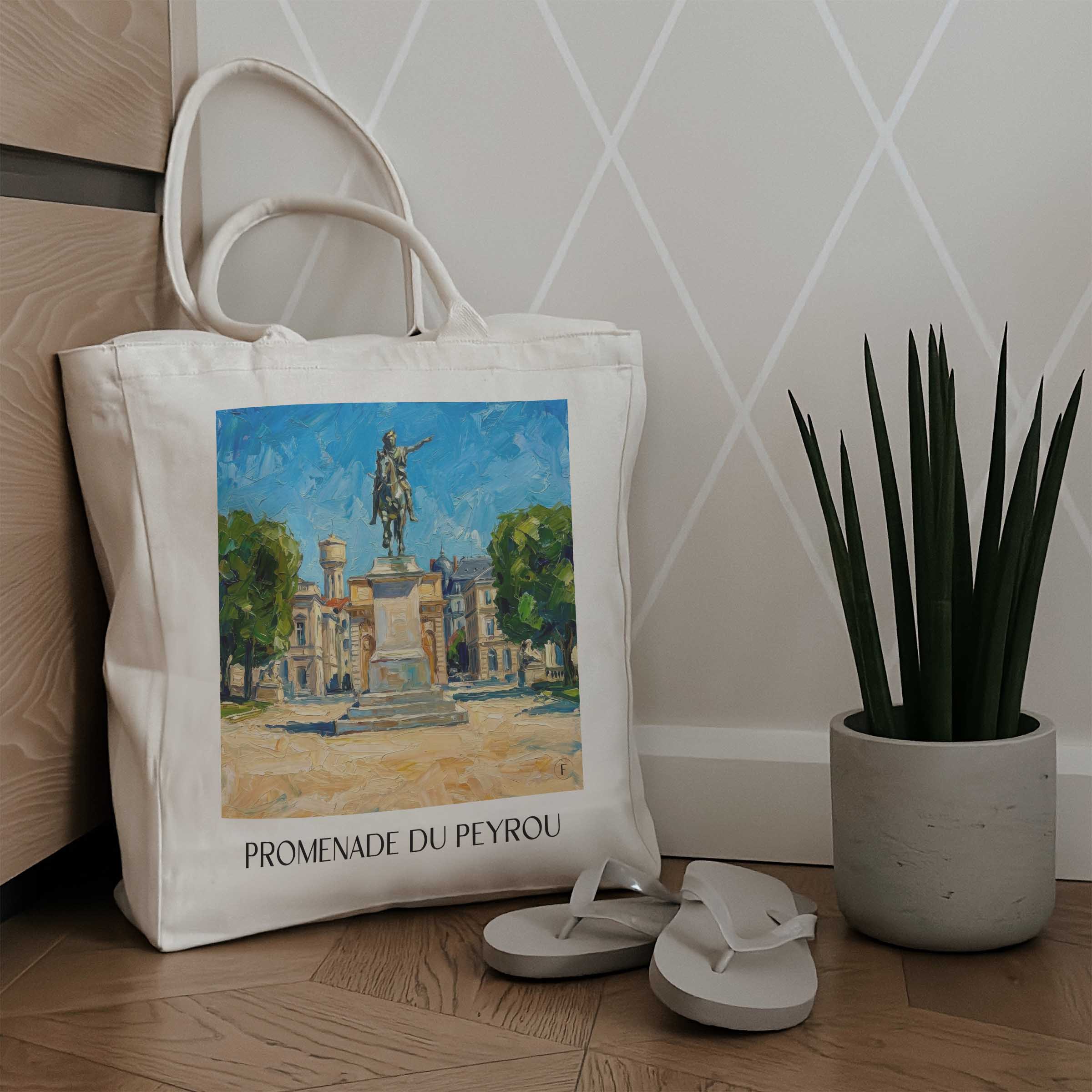 promenade-du-peyrou-montpellier-frankreich-einkaufstasche-oil-painting-oelgemaelde