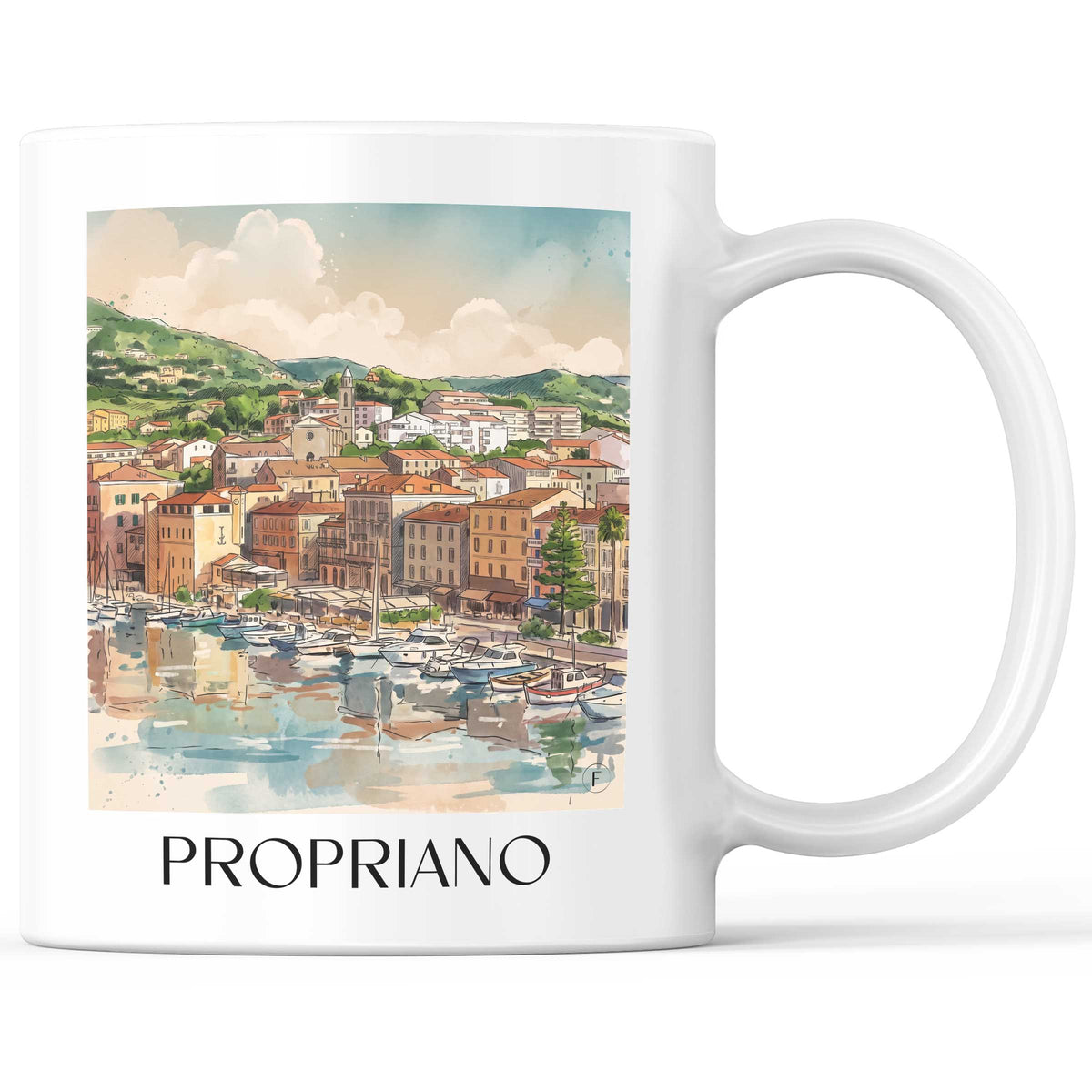 Propriano Kaffeebecher - Korsika - Frankreich Becher - Kaffeetasse im Aquarell Stil - favplace