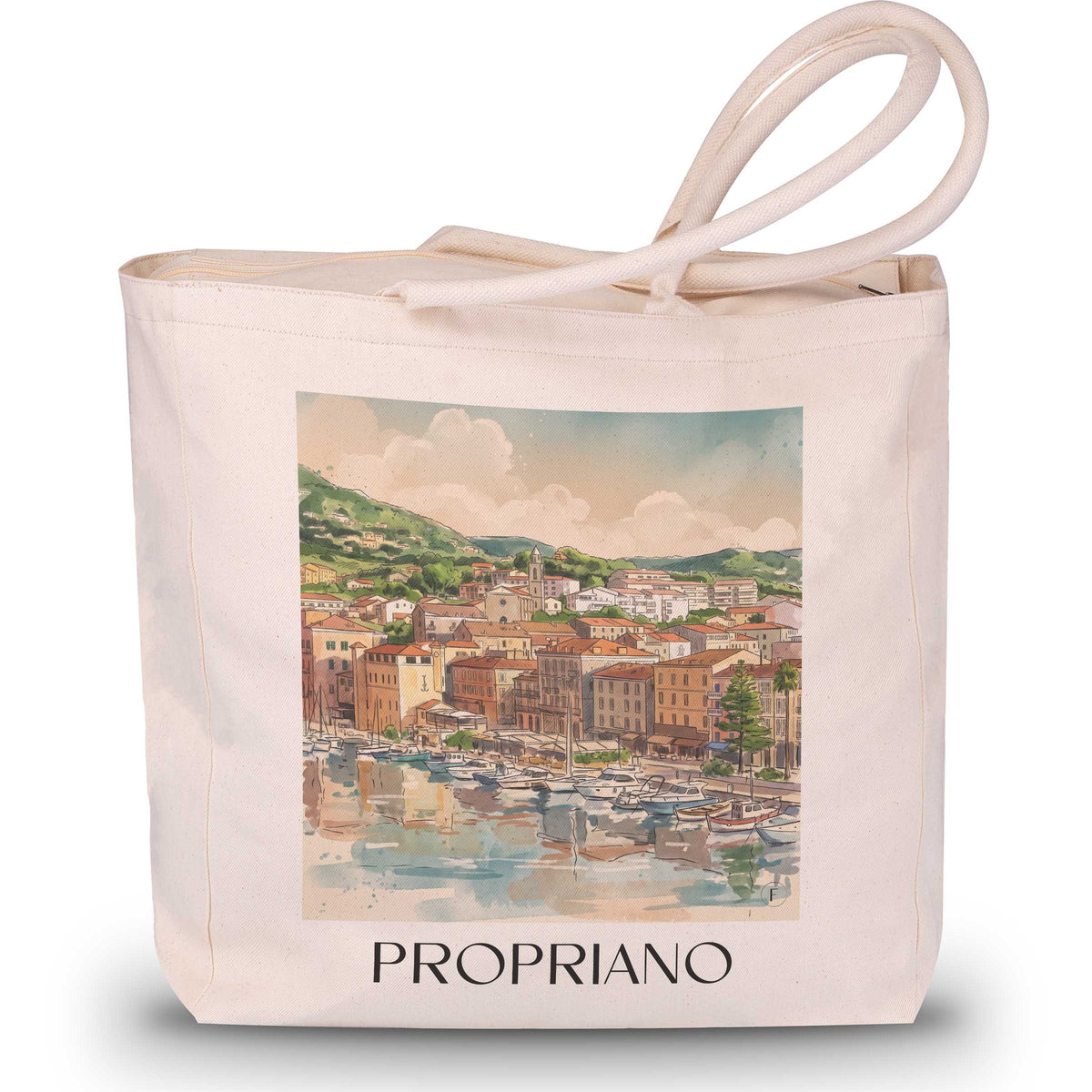 Propriano Shopping Tasche - Korsika - Frankreich Tote Bag - Einkaufstasche im Aquarell Stil - favplace