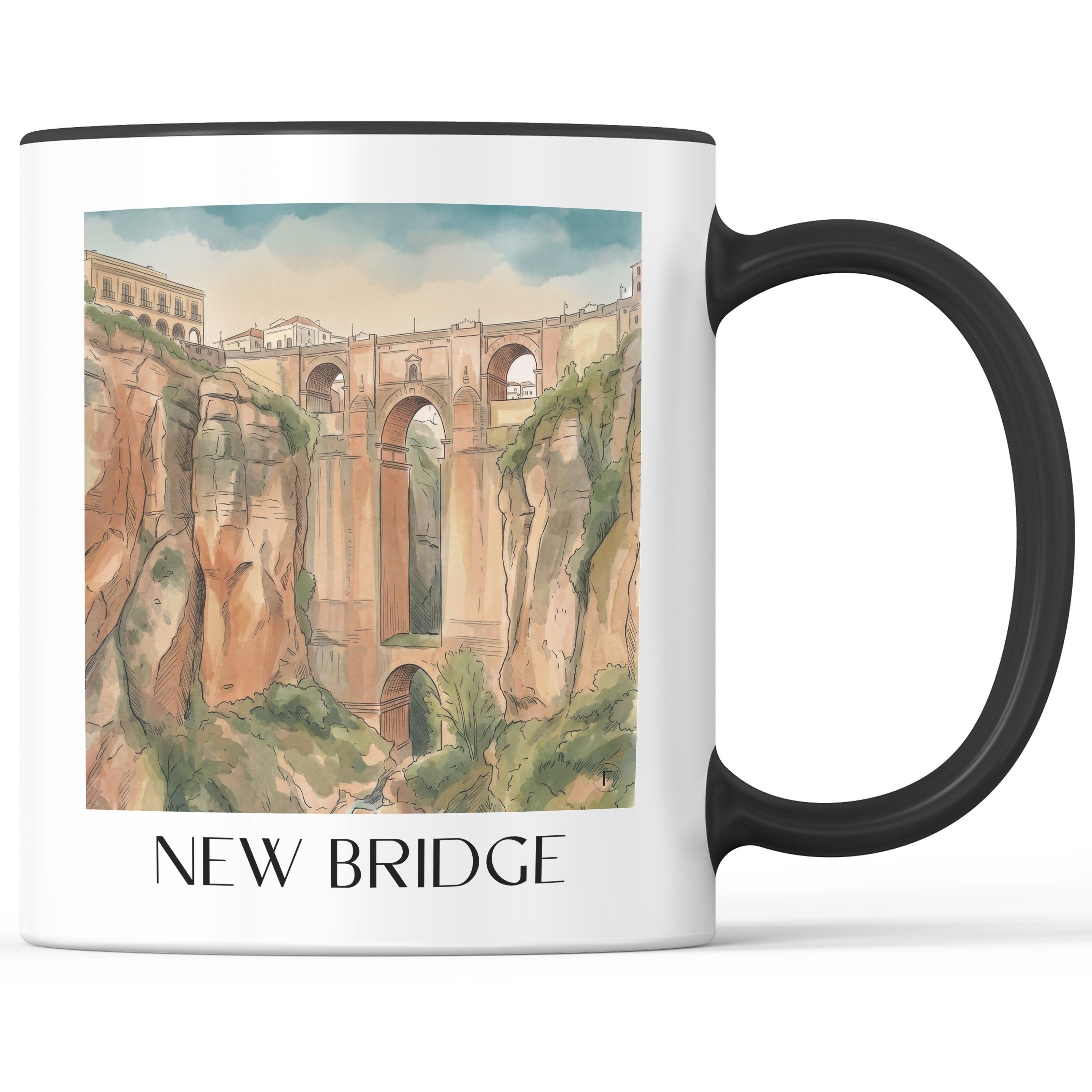 Puente Nuevo Kaffeebecher - Ronda - Spanien Becher - Kaffeetasse im Aquarell Stil - favplace
