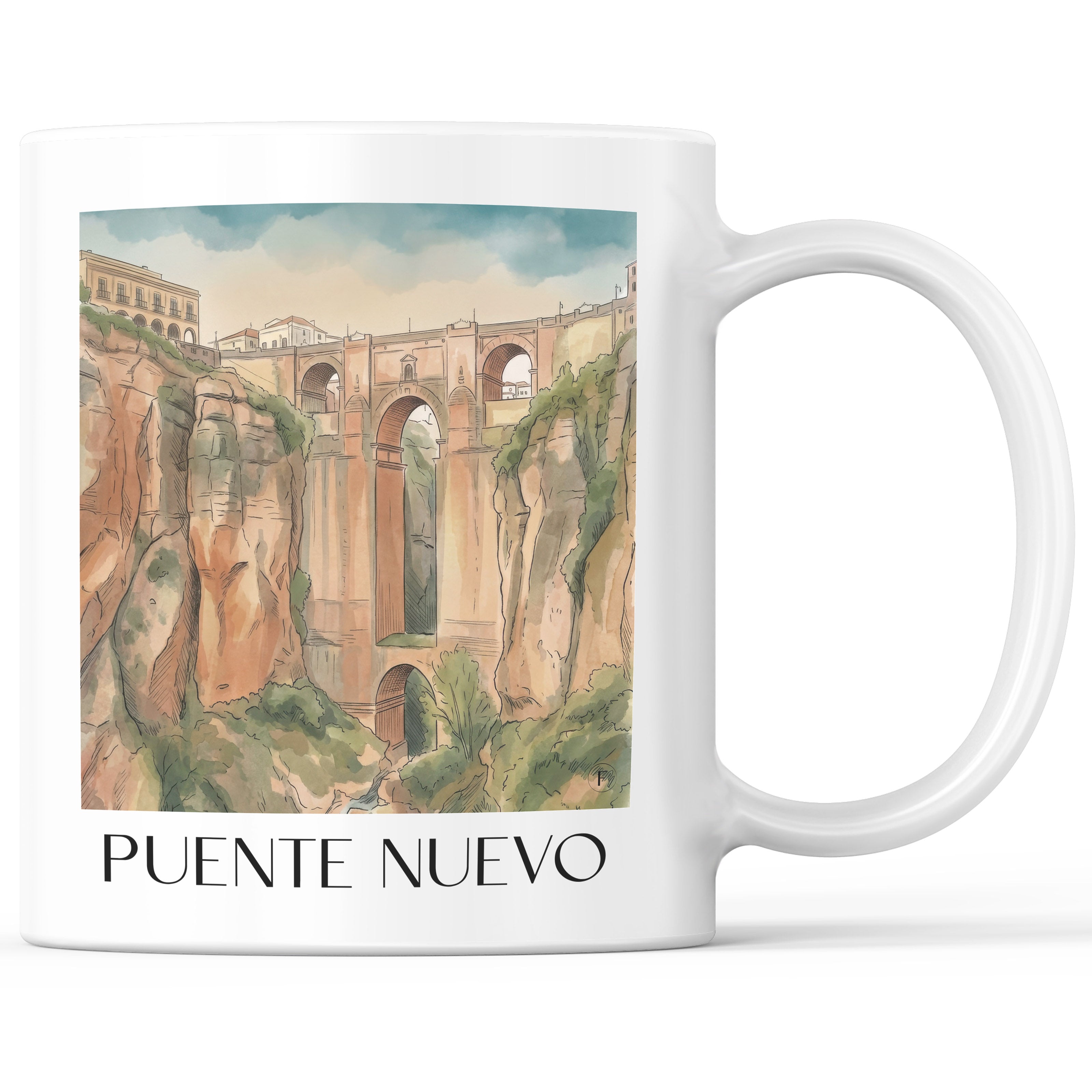 Puente Nuevo Kaffeebecher - Ronda - Spanien Becher - Kaffeetasse im Aquarell Stil - favplace