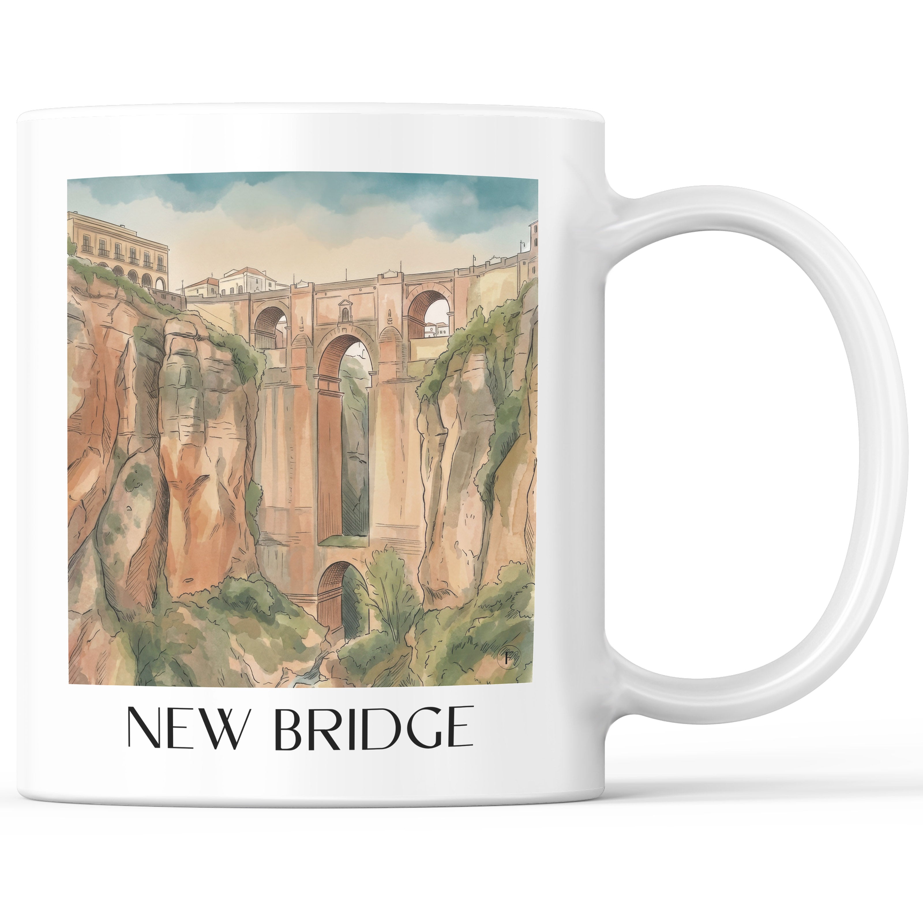 Puente Nuevo Kaffeebecher - Ronda - Spanien Becher - Kaffeetasse im Aquarell Stil - favplace