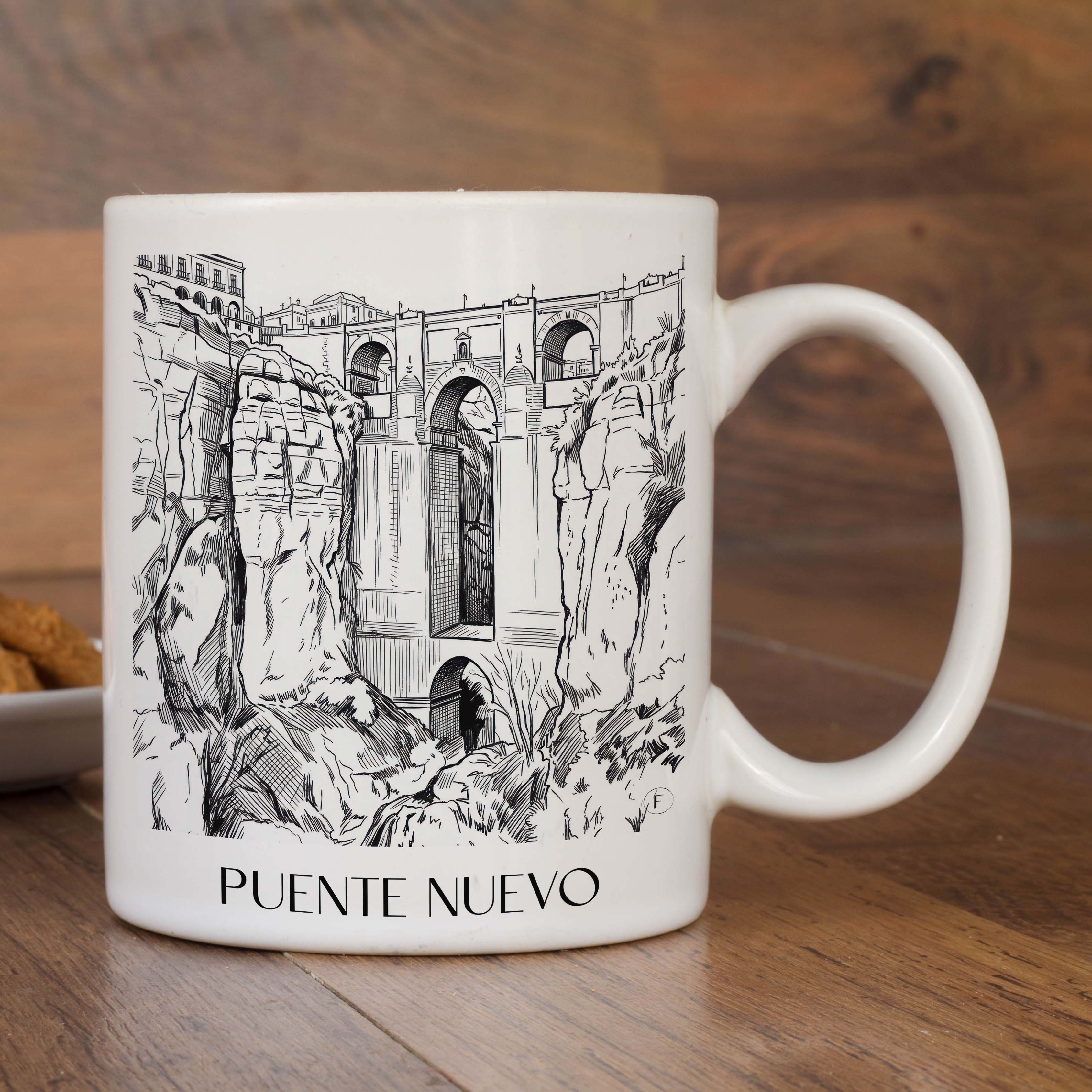 puente-nuevo-ronda-spanien-kaffeebecher-skizze