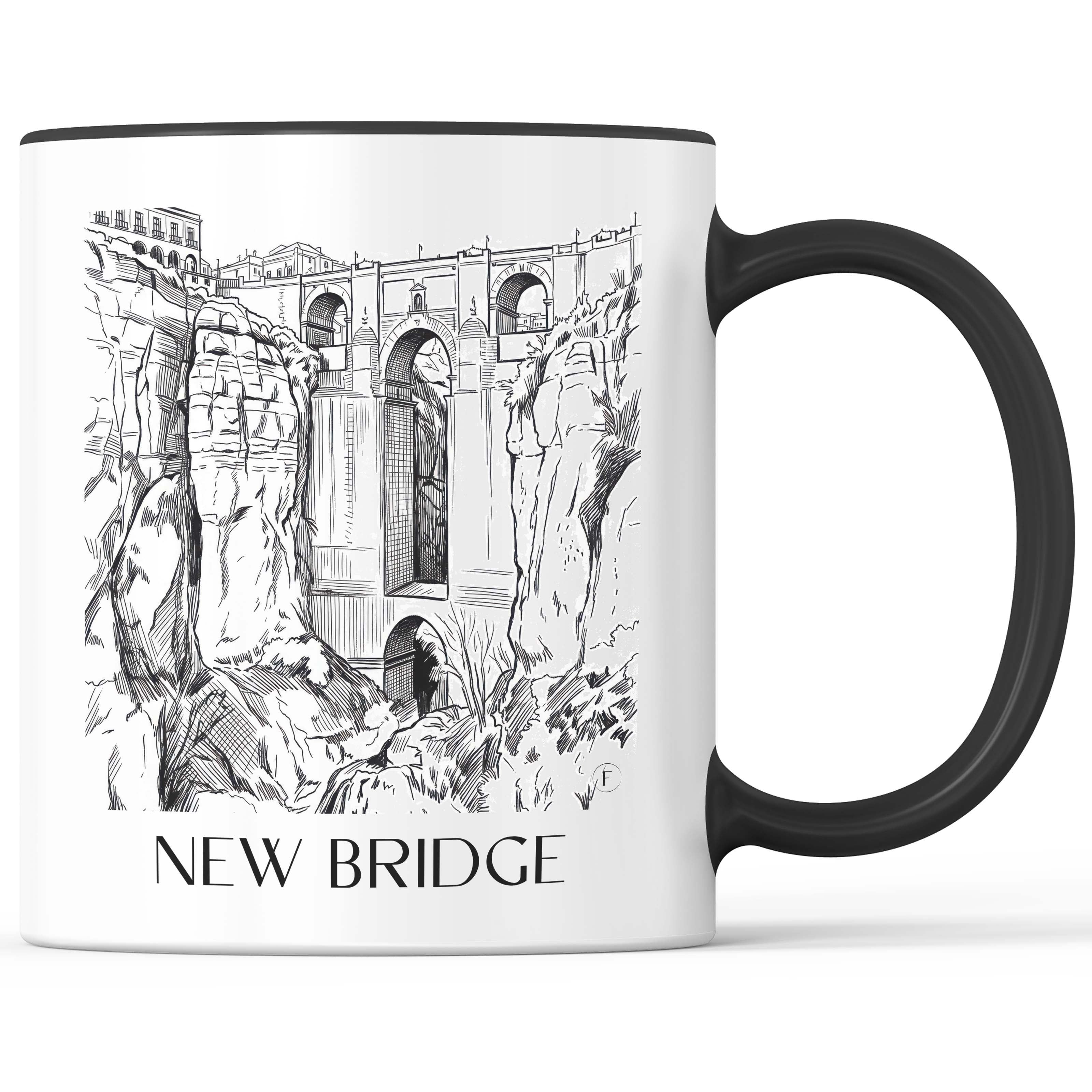 Puente Nuevo Kaffeebecher - Ronda - Spanien Becher - Kaffeetasse im Skizze Stil - favplace