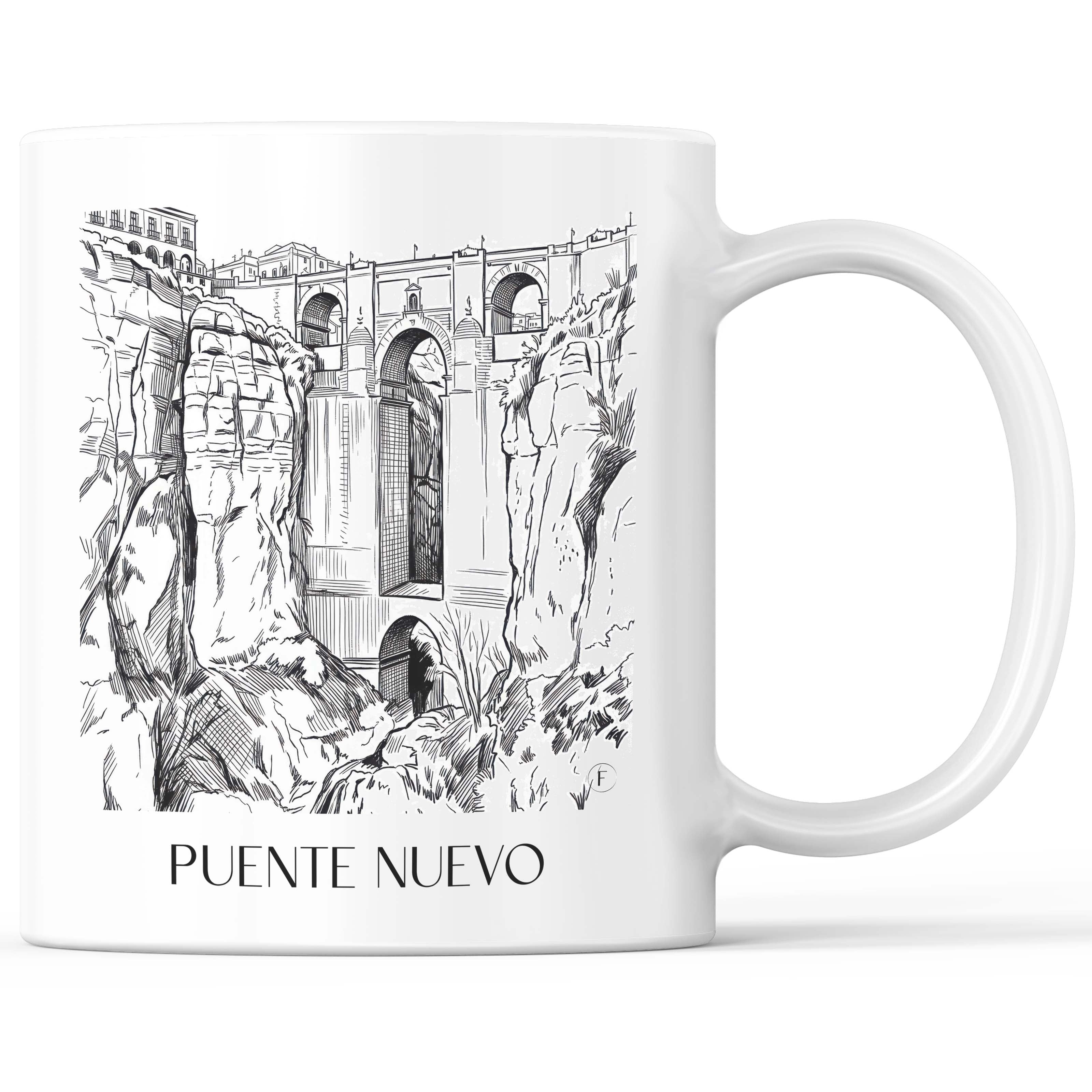 Puente Nuevo Kaffeebecher - Ronda - Spanien Becher - Kaffeetasse im Skizze Stil - favplace
