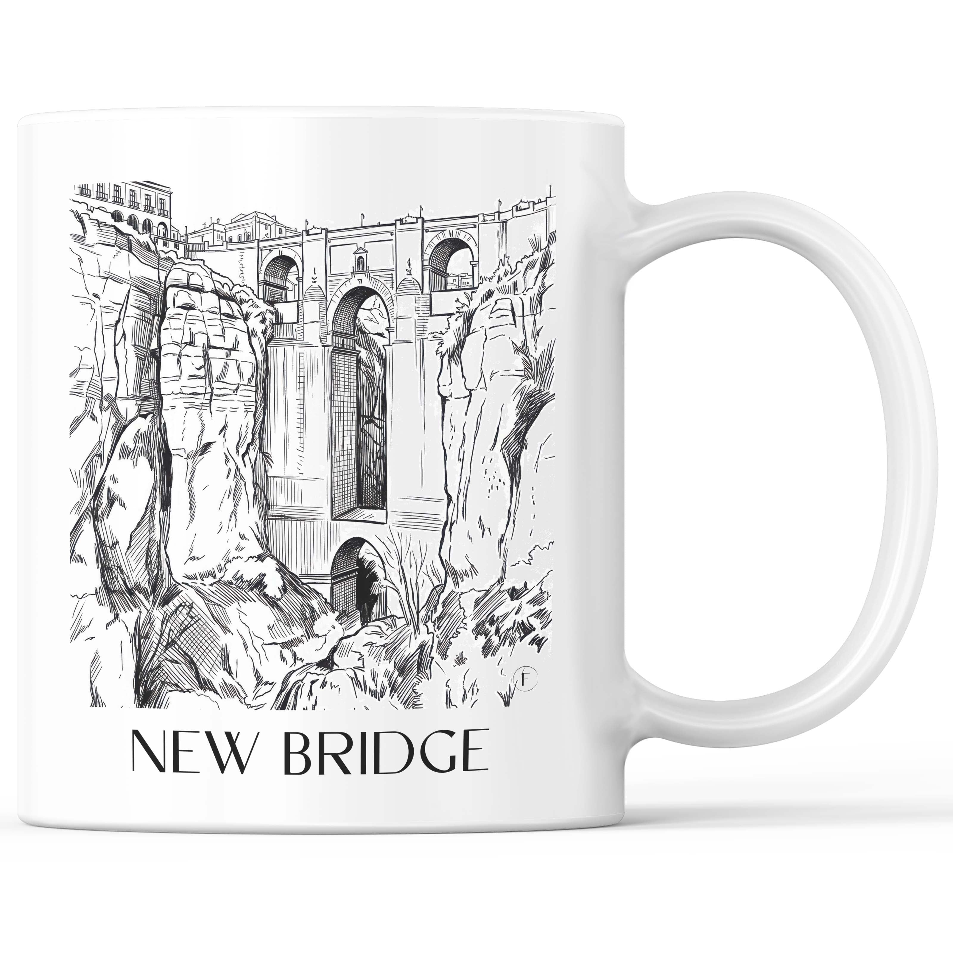 Puente Nuevo Kaffeebecher - Ronda - Spanien Becher - Kaffeetasse im Skizze Stil - favplace