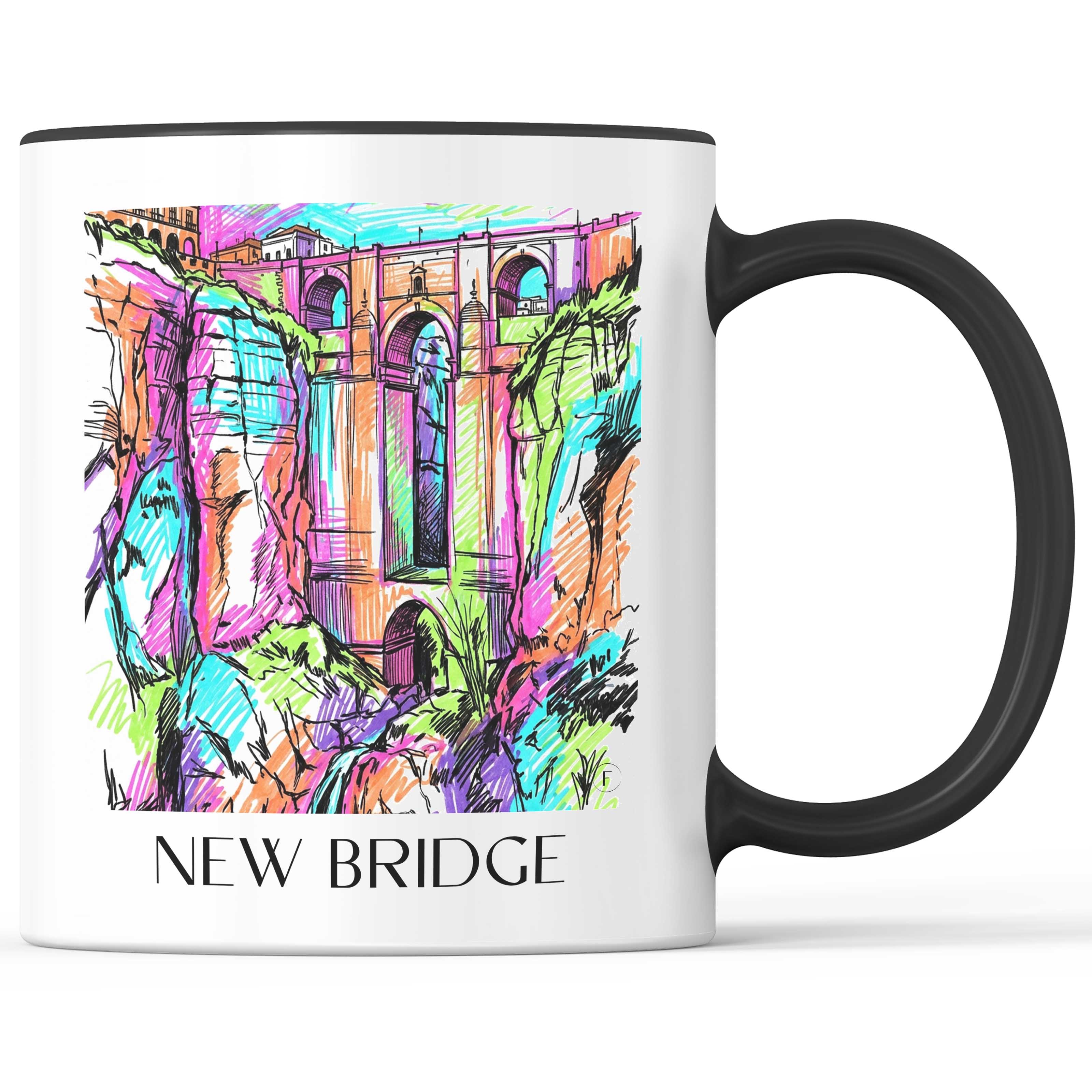 Puente Nuevo Kaffeebecher - Ronda - Spanien Becher - Kaffeetasse im Tag Graffiti Stil - favplace