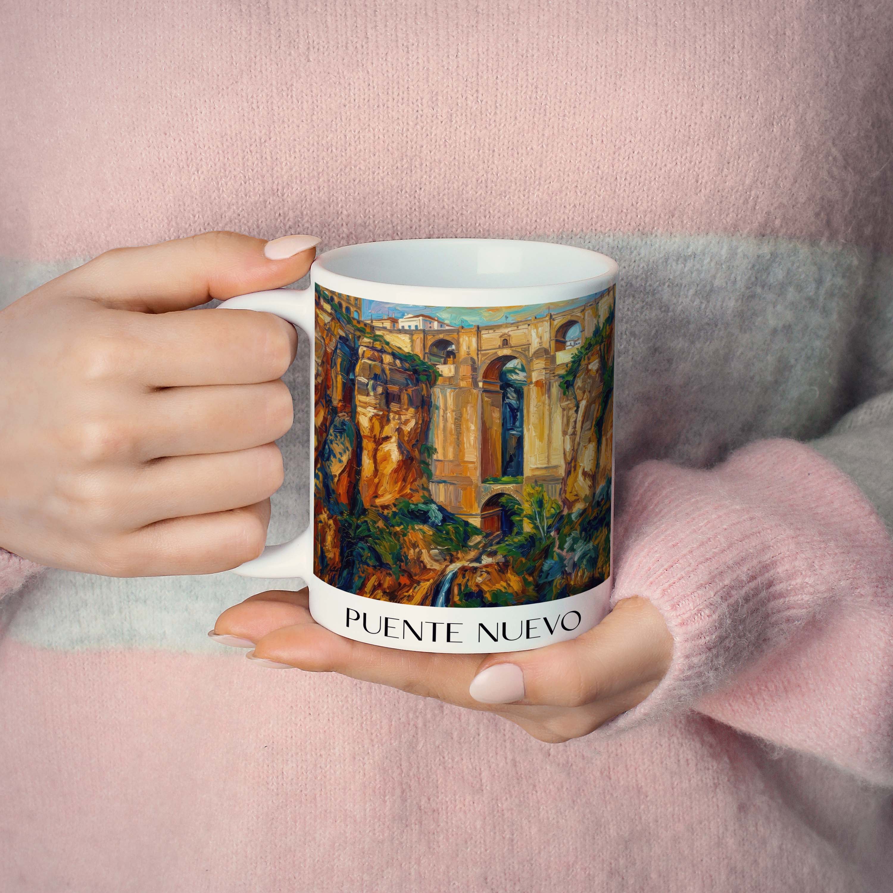 puente-nuevo-ronda-spanien-kaffeebecher-oil-painting-oelgemaelde