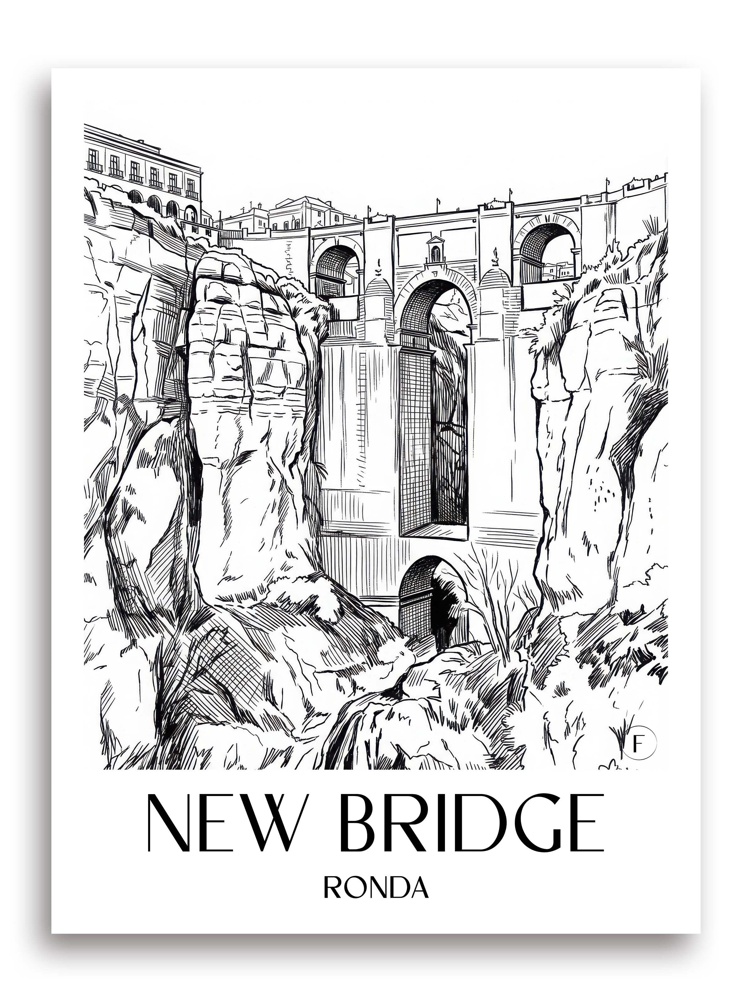Puente Nuevo Poster - Ronda - Spanien Kunstdruck - Skizze von A4 bis A1 - favplace