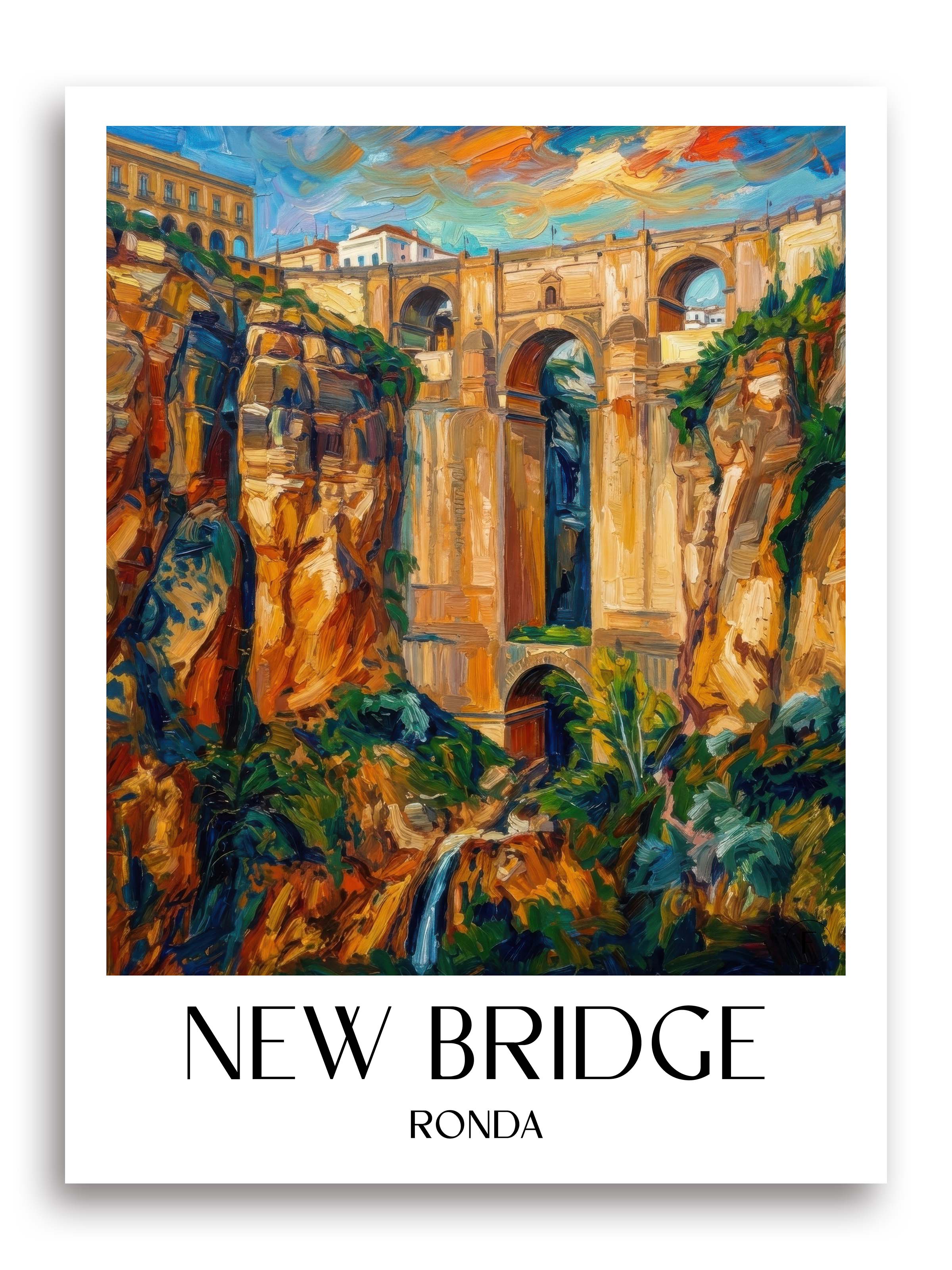 Puente Nuevo Poster - Ronda - Spanien Kunstdruck - Ölgemälde von A4 bis A1 - favplace