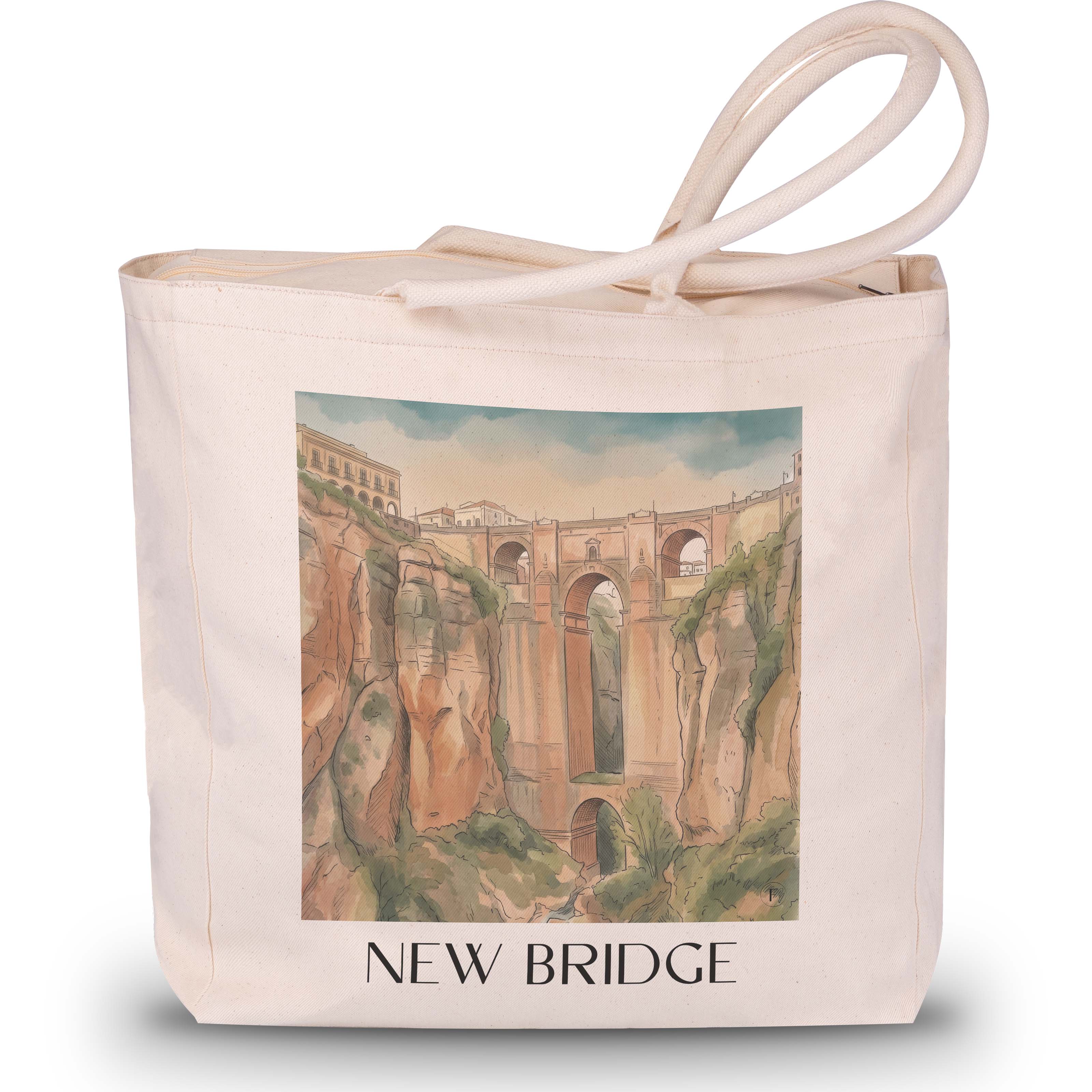 Puente Nuevo Shopping Tasche - Ronda - Spanien Tote Bag - Einkaufstasche im Aquarell Stil - favplace