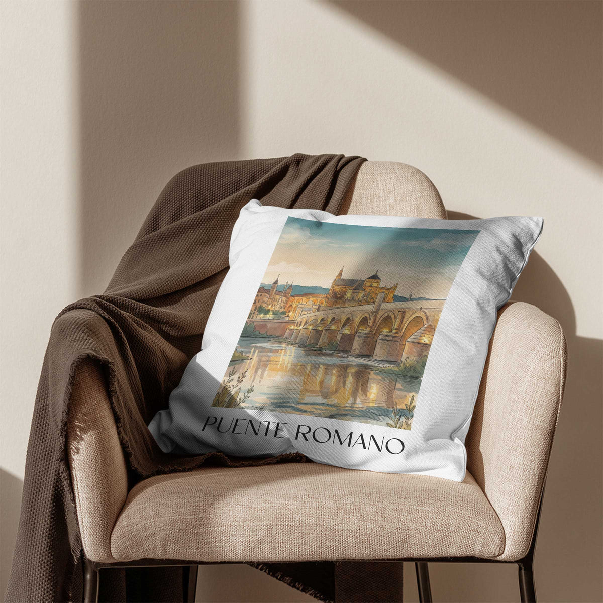 puente-romano-córdoba-spanien-kissenbezug-aquarell