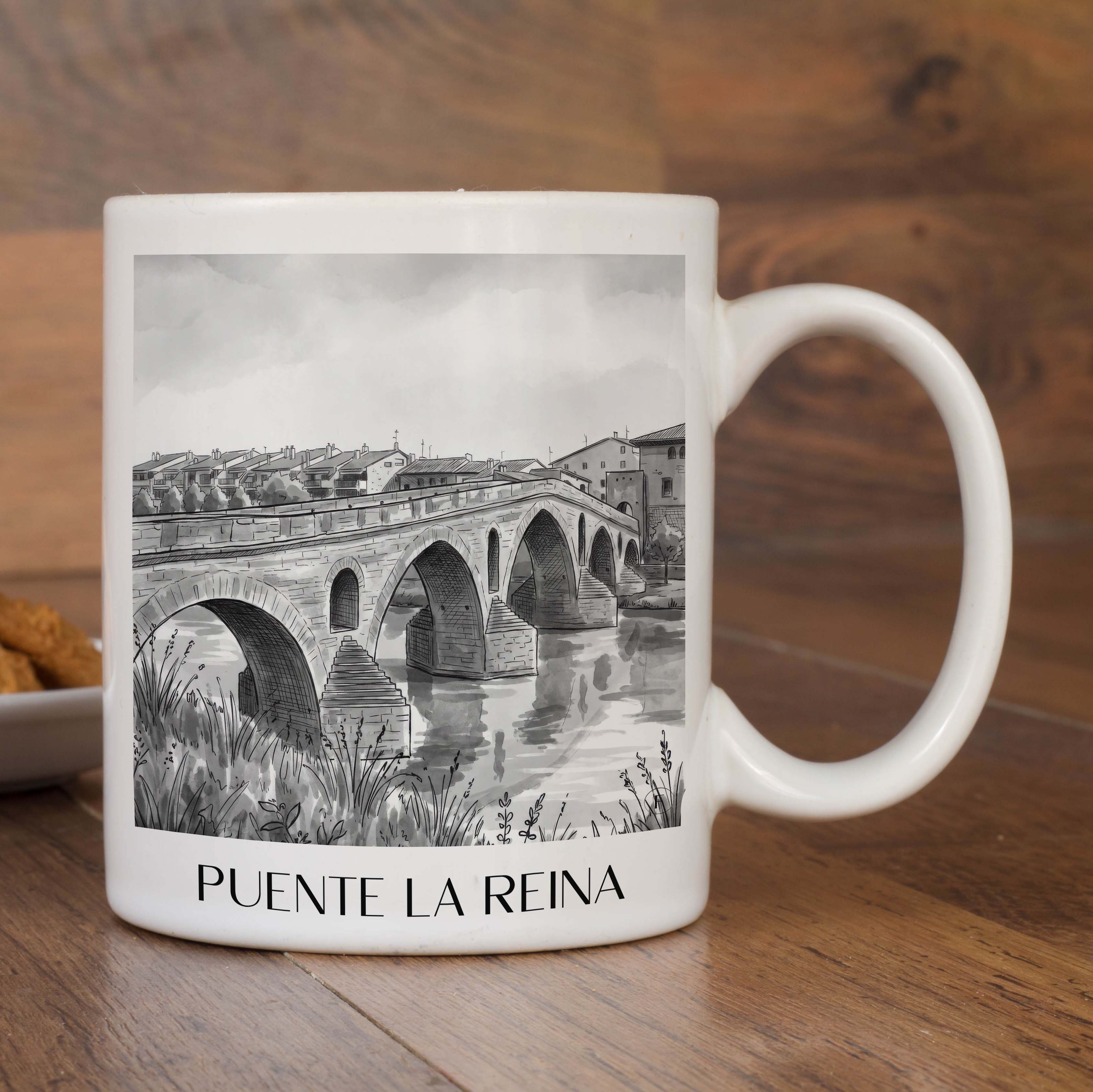 puente-la-reina-spanien-spanien-kaffeebecher-aquarell-schwarz-weiss
