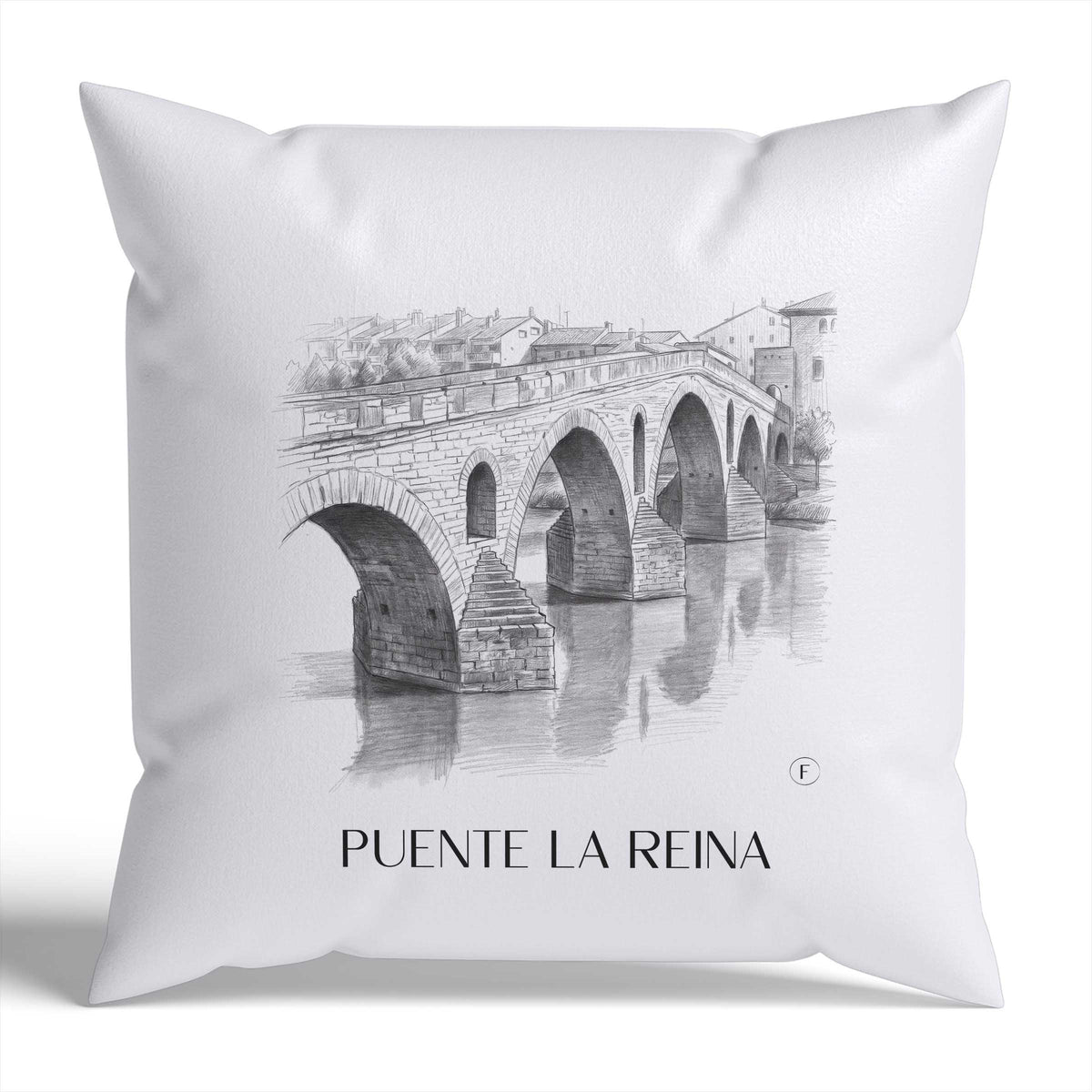 puente-la-reina-spanien-spanien-kissenbezug-bleistift-zeichnung-drawing