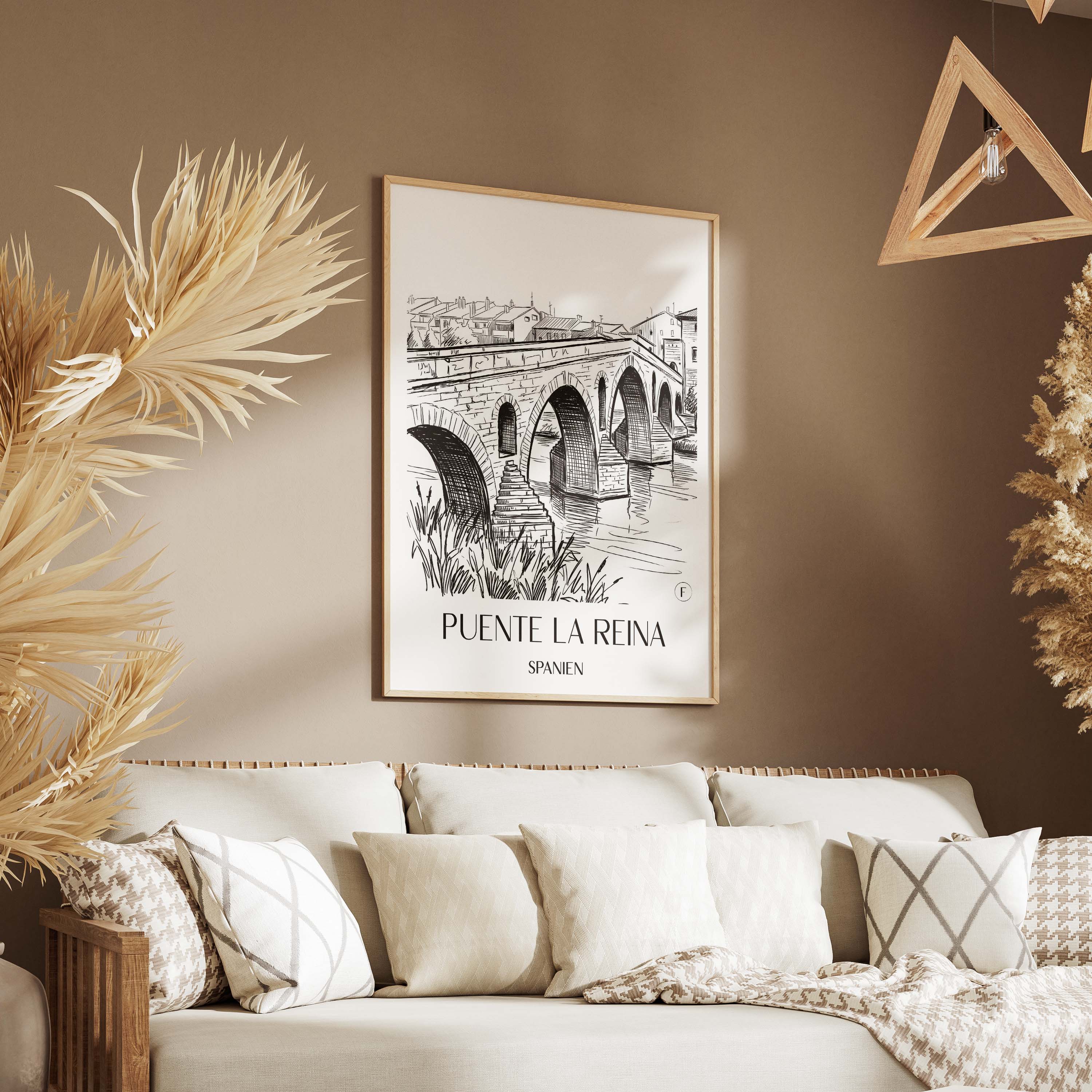 puente-la-reina-spanien-spanien-poster-skizze