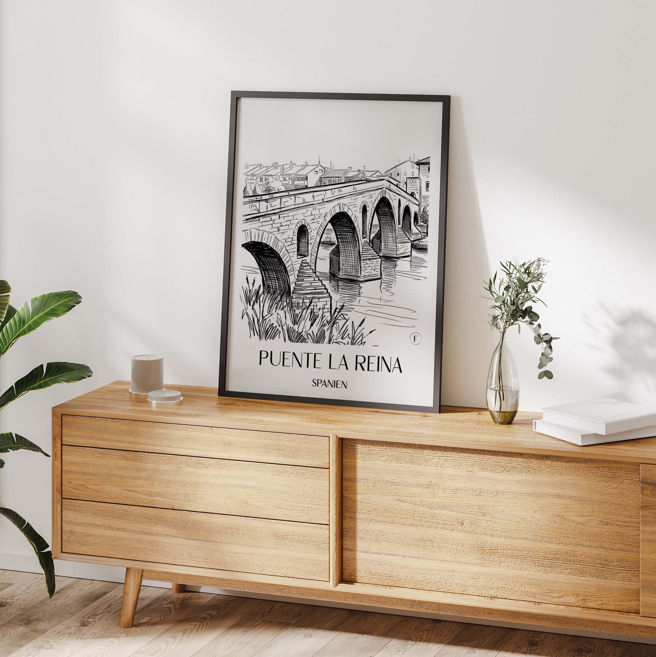 puente-la-reina-spanien-spanien-poster-skizze