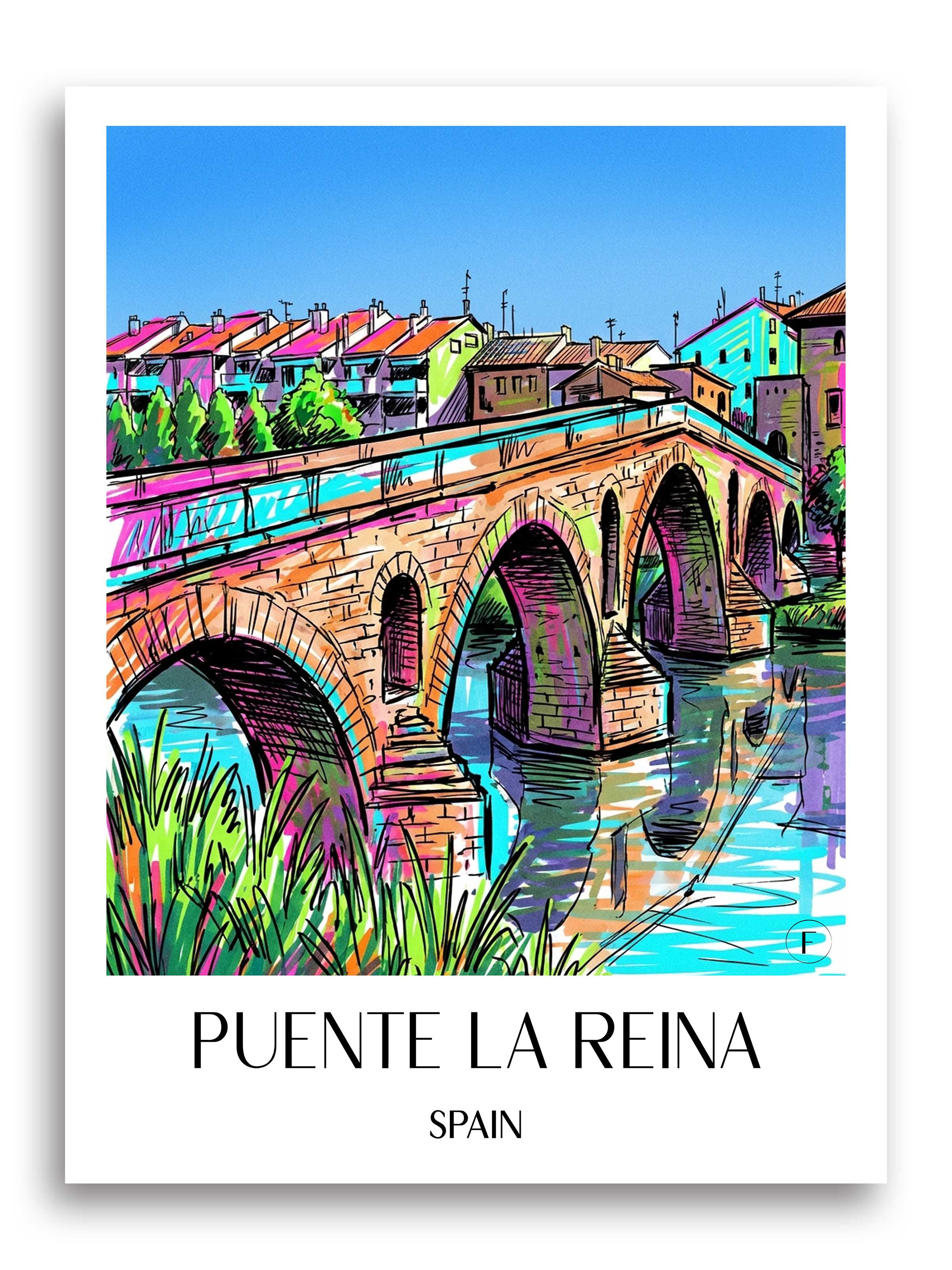 Puente la Reina Poster - Spanien - Spanien Kunstdruck - Tag Graffiti von A4 bis A1 - favplace