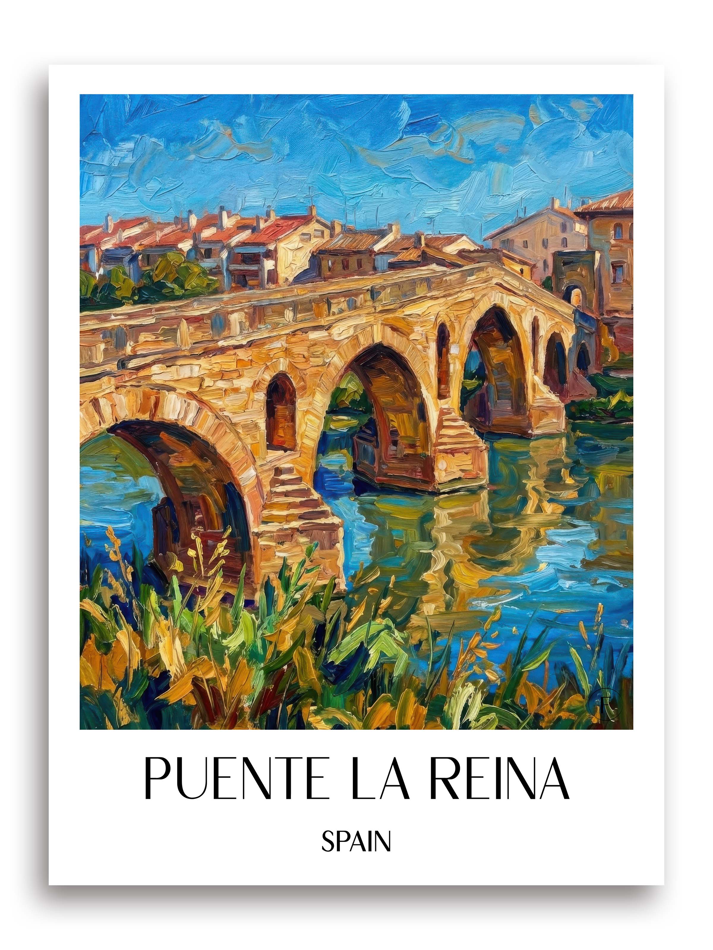 Puente la Reina Poster - Spanien - Spanien Kunstdruck - Ölgemälde von A4 bis A1 - favplace