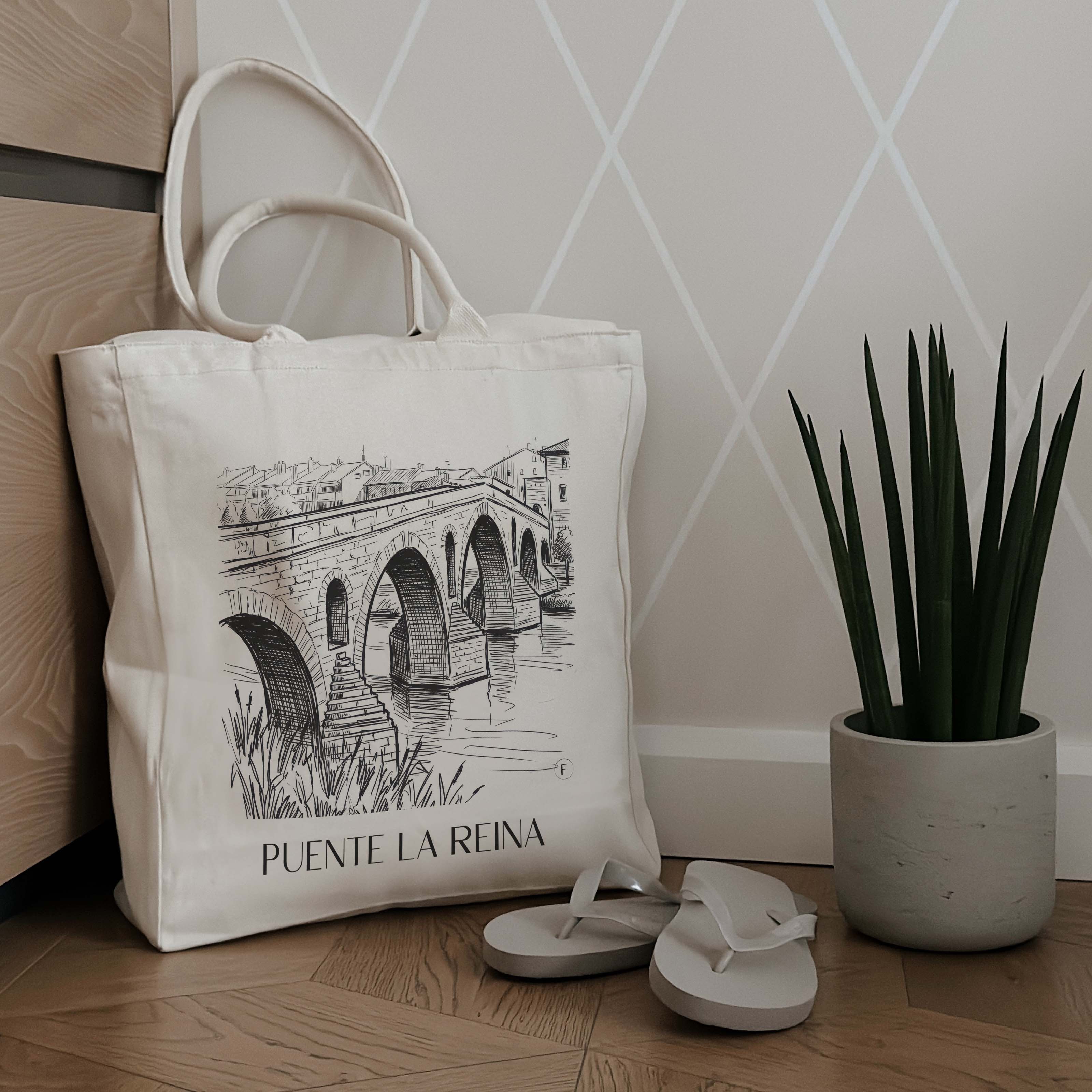 puente-la-reina-spanien-spanien-einkaufstasche-skizze
