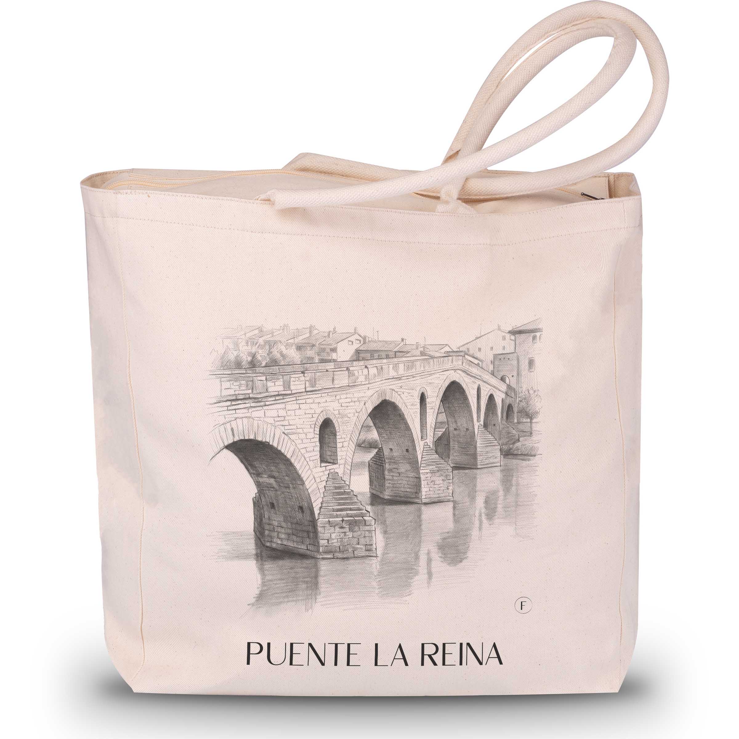 puente-la-reina-spanien-spanien-einkaufstasche-bleistift-zeichnung-drawing
