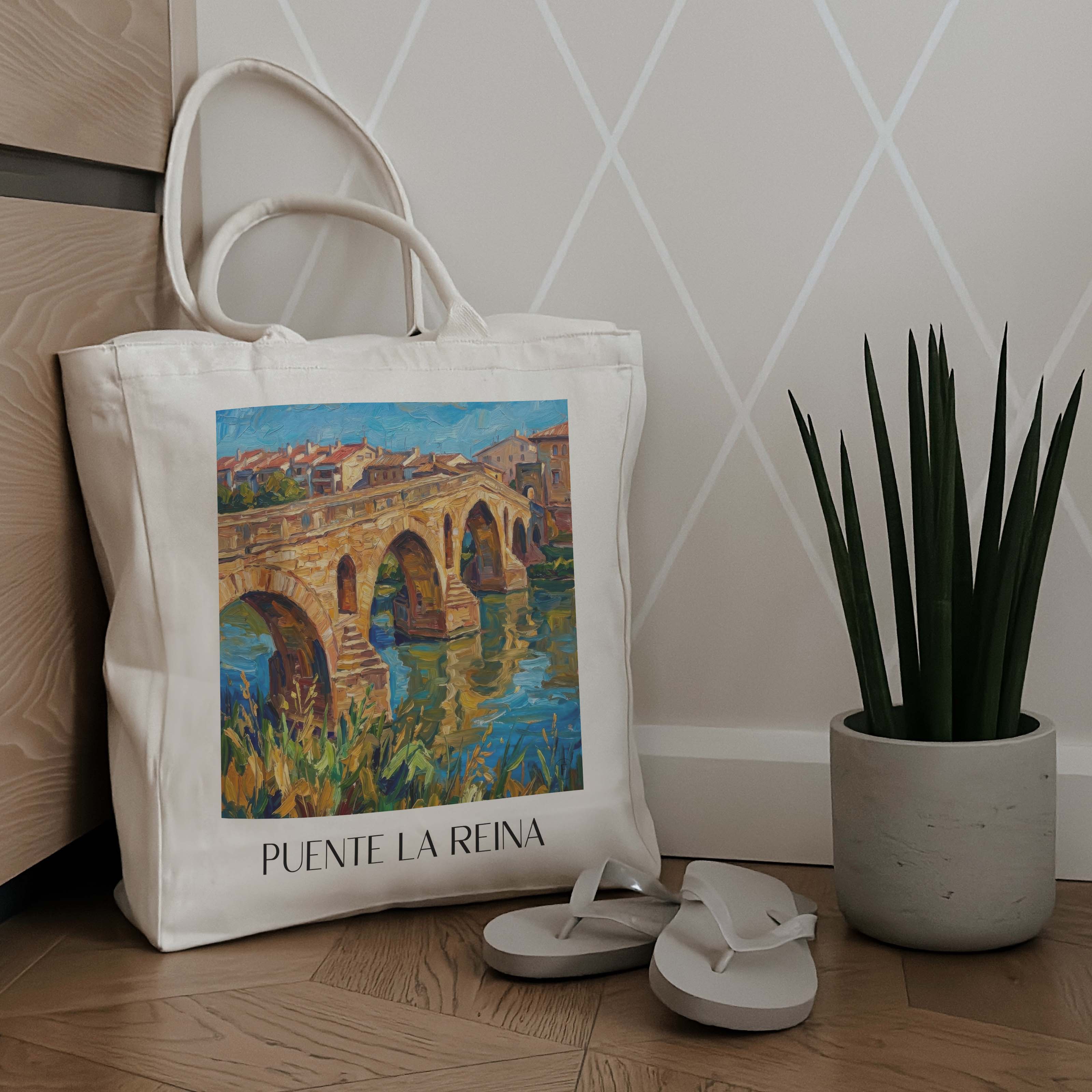 puente-la-reina-spanien-spanien-einkaufstasche-oil-painting-oelgemaelde