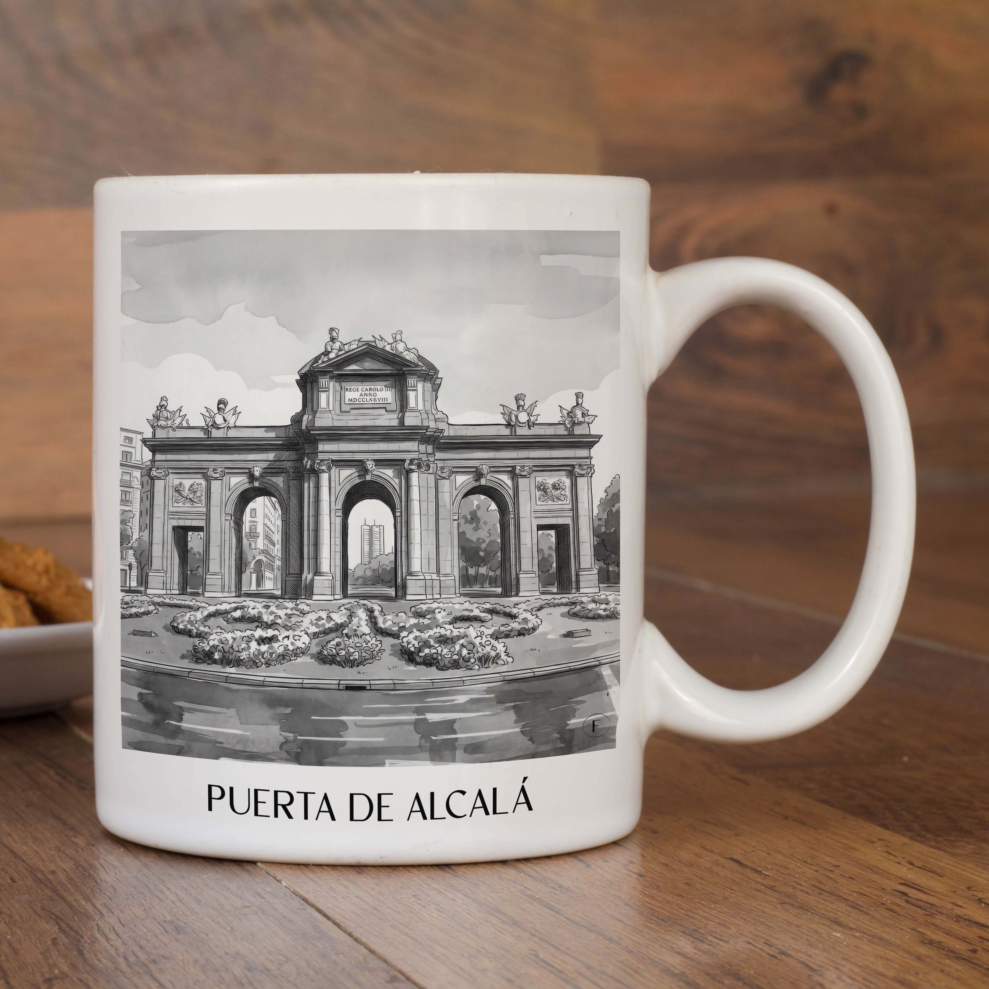 puerta-de-alcalá-madrid-spanien-kaffeebecher-aquarell-schwarz-weiss