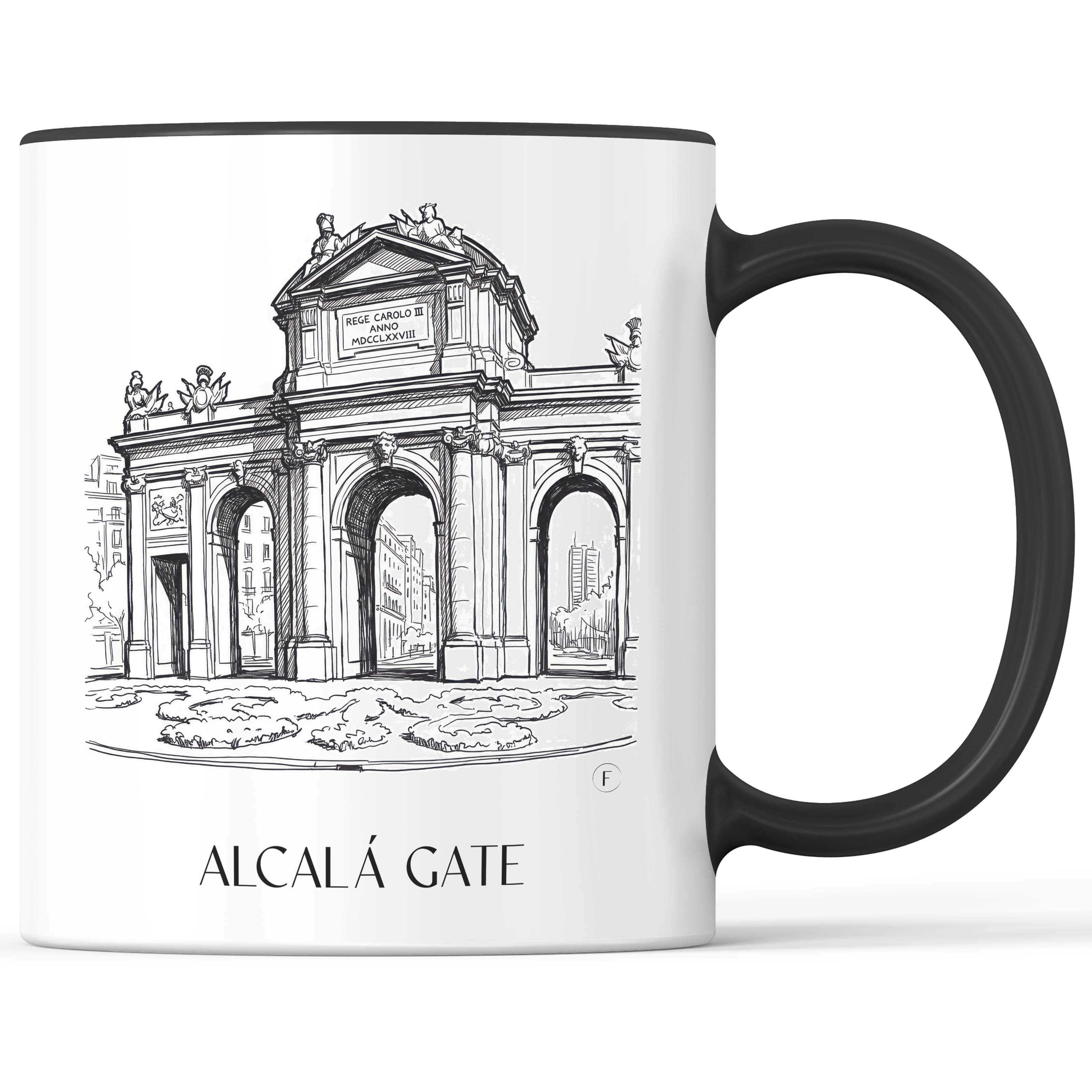 Puerta de Alcalá Kaffeebecher - Madrid - Spanien Becher - Kaffeetasse im Skizze Stil - favplace