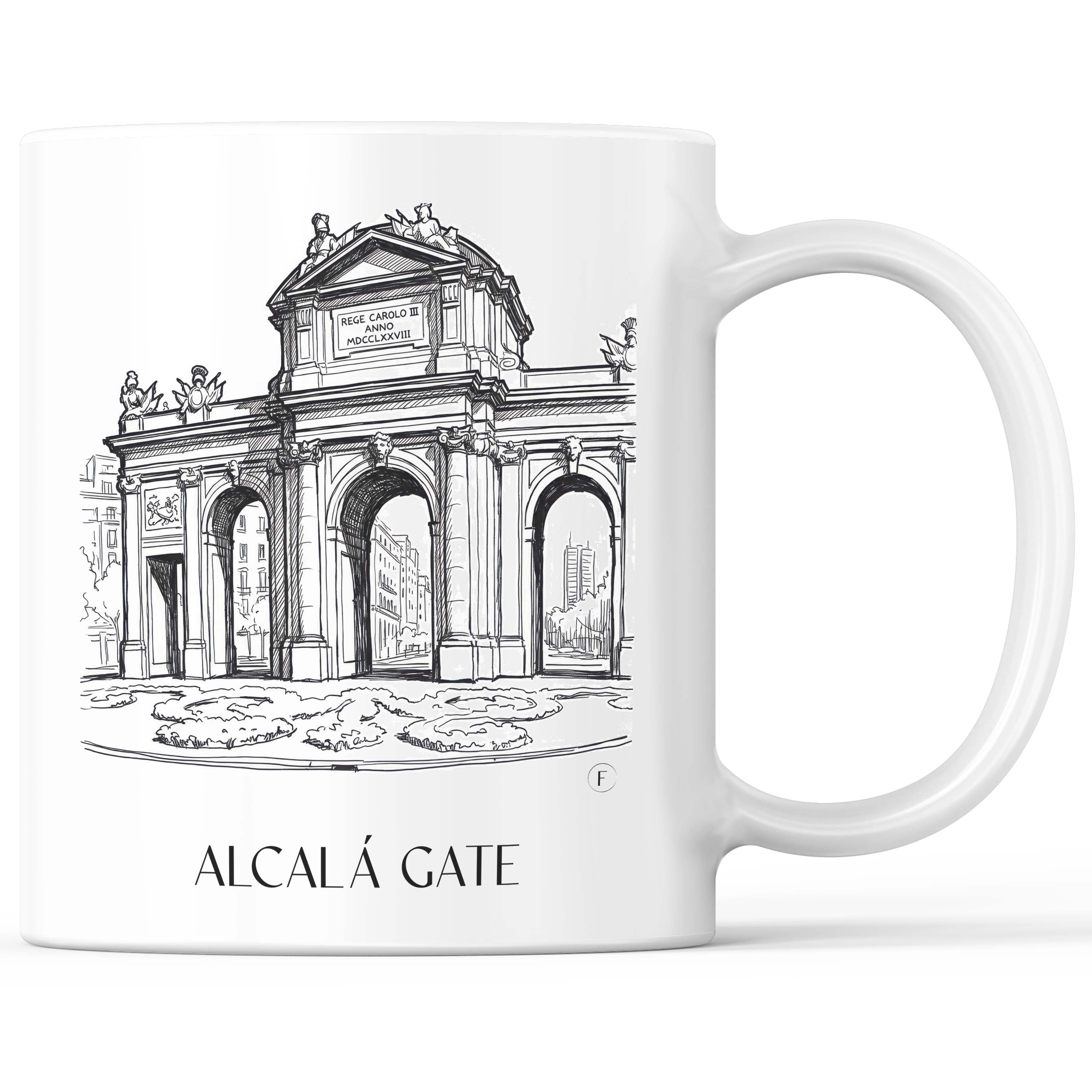 Puerta de Alcalá Kaffeebecher - Madrid - Spanien Becher - Kaffeetasse im Skizze Stil - favplace