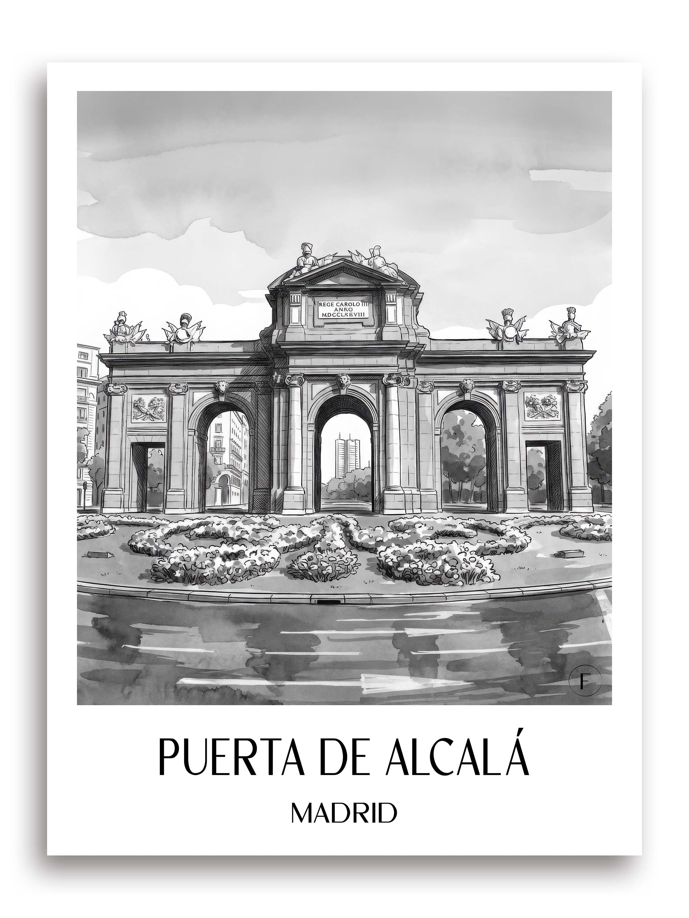 puerta-de-alcalá-madrid-spanien-poster-aquarell-schwarz-weiss