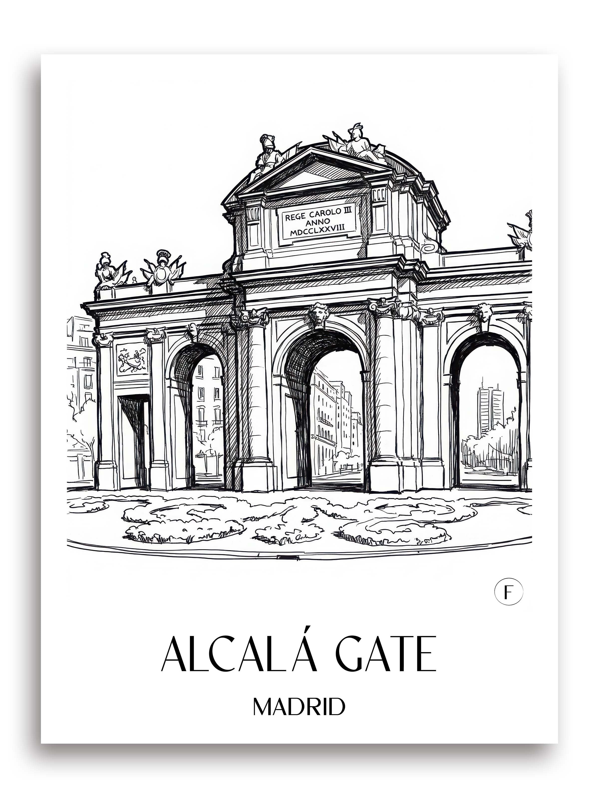 Puerta de Alcalá Poster - Madrid - Spanien Kunstdruck - Skizze von A4 bis A1 - favplace