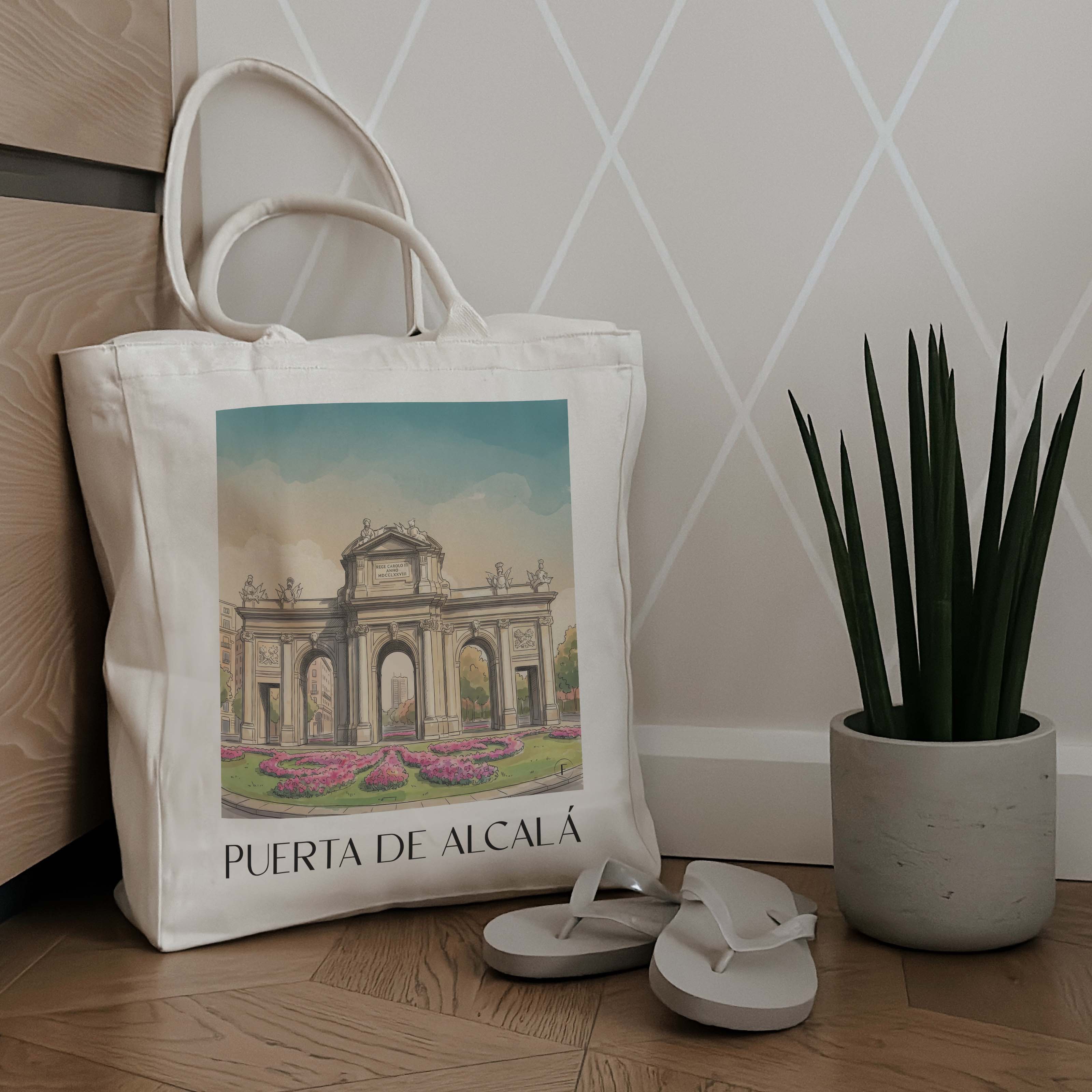 puerta-de-alcalá-madrid-spanien-einkaufstasche-aquarell